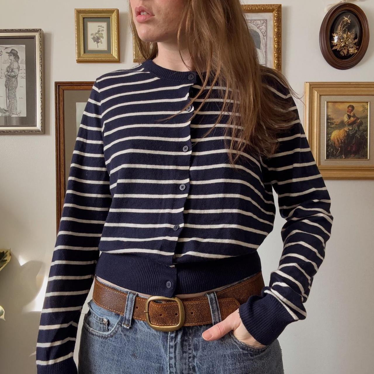 Navy striped cardigan