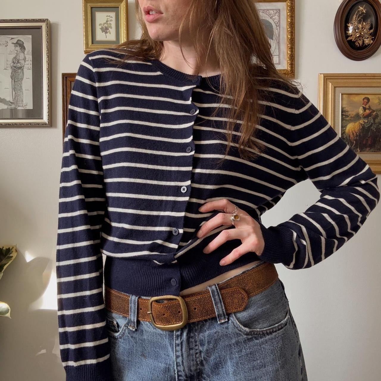 Navy striped cardigan