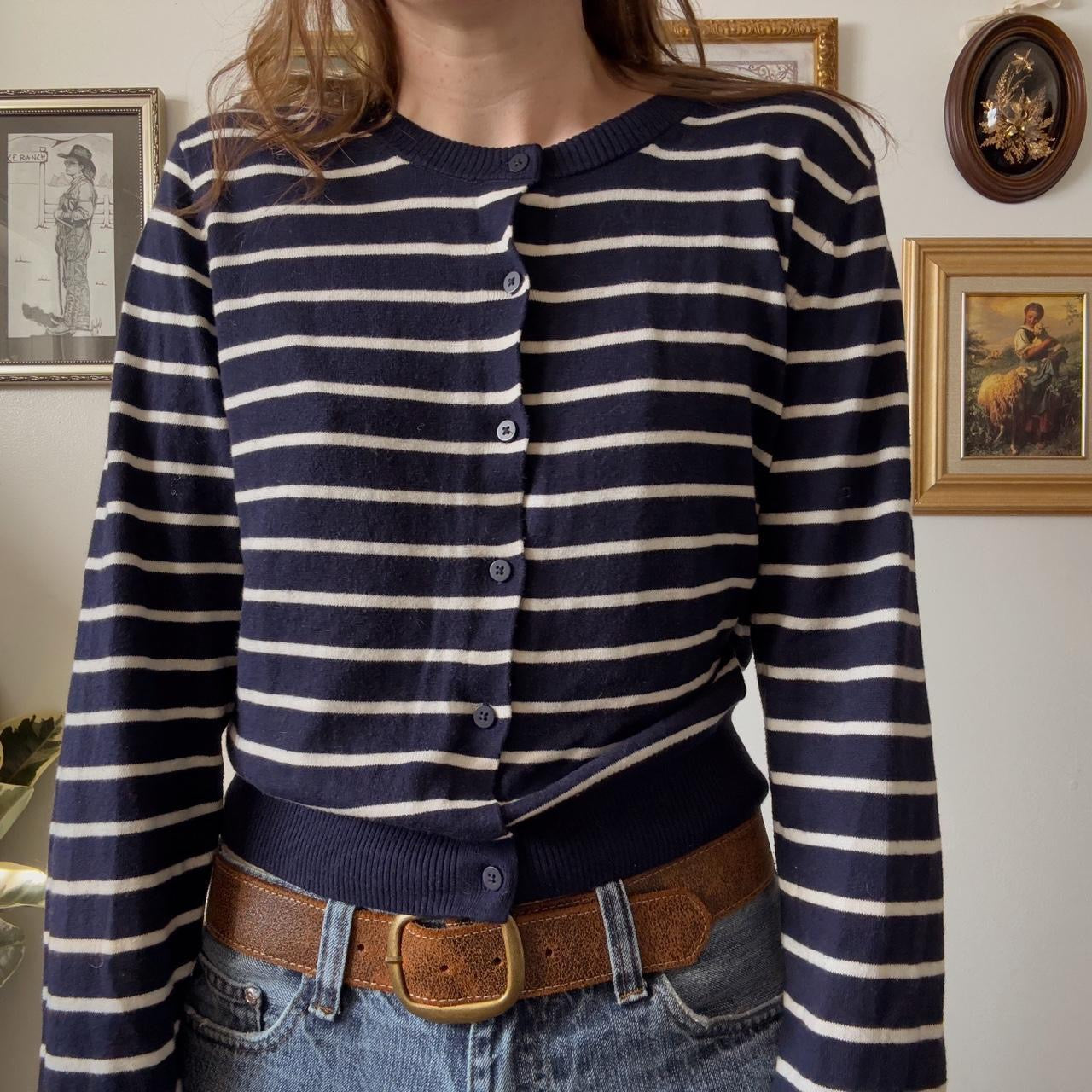 Navy striped cardigan