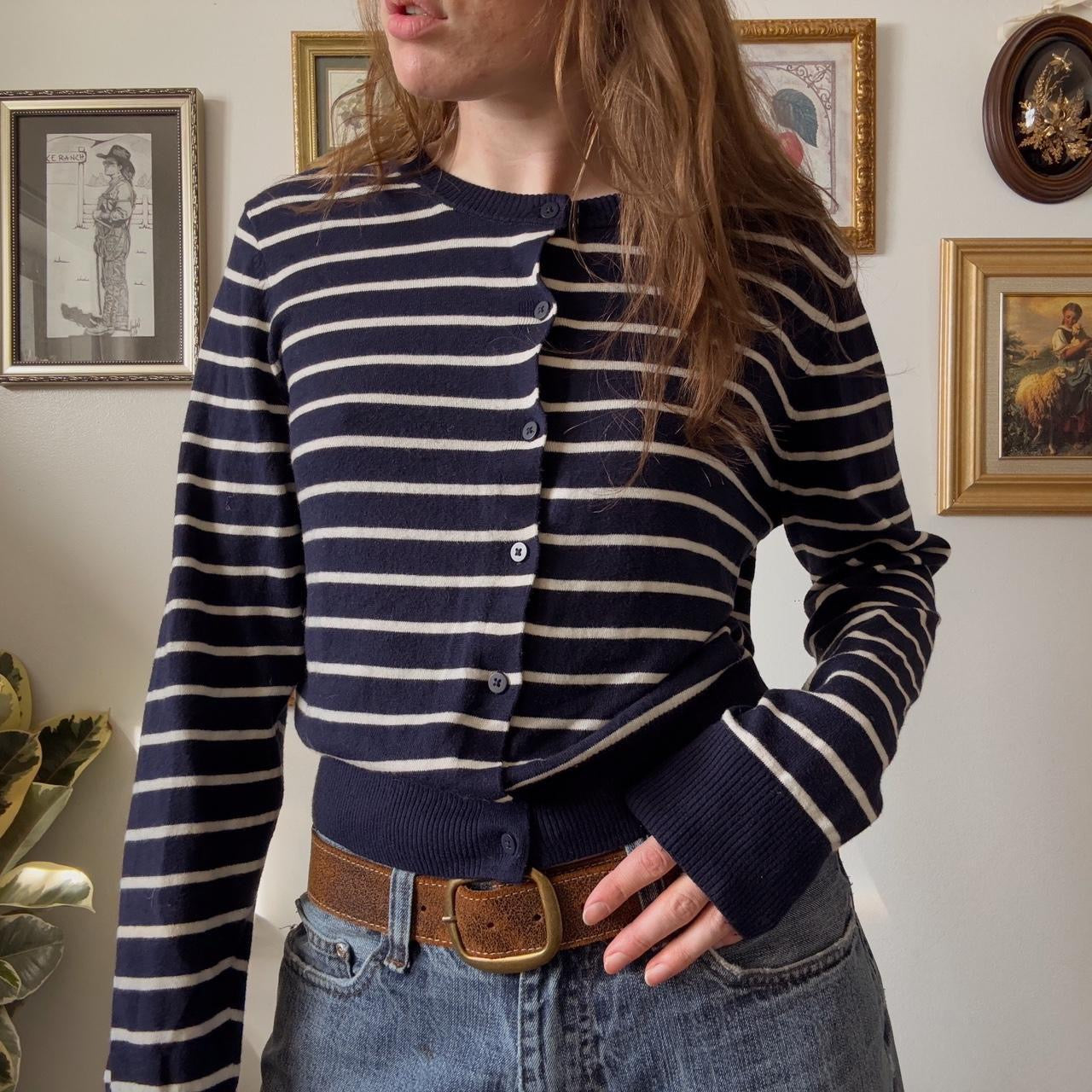 Navy striped cardigan