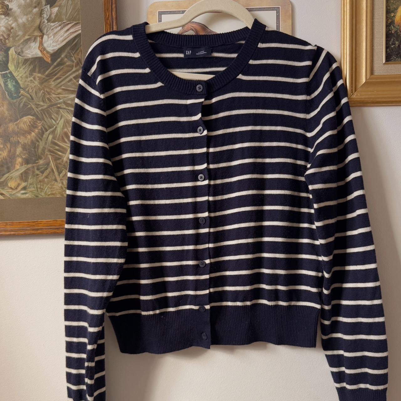 Navy striped cardigan