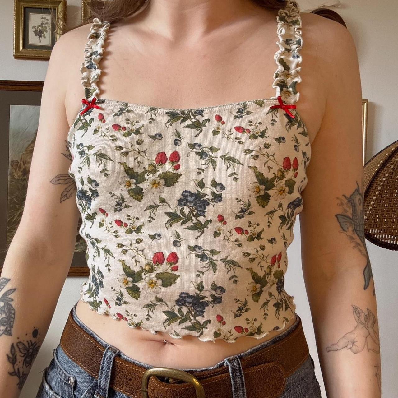 Sage flora crop top