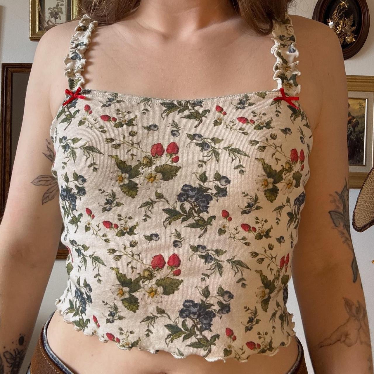 Sage flora crop top