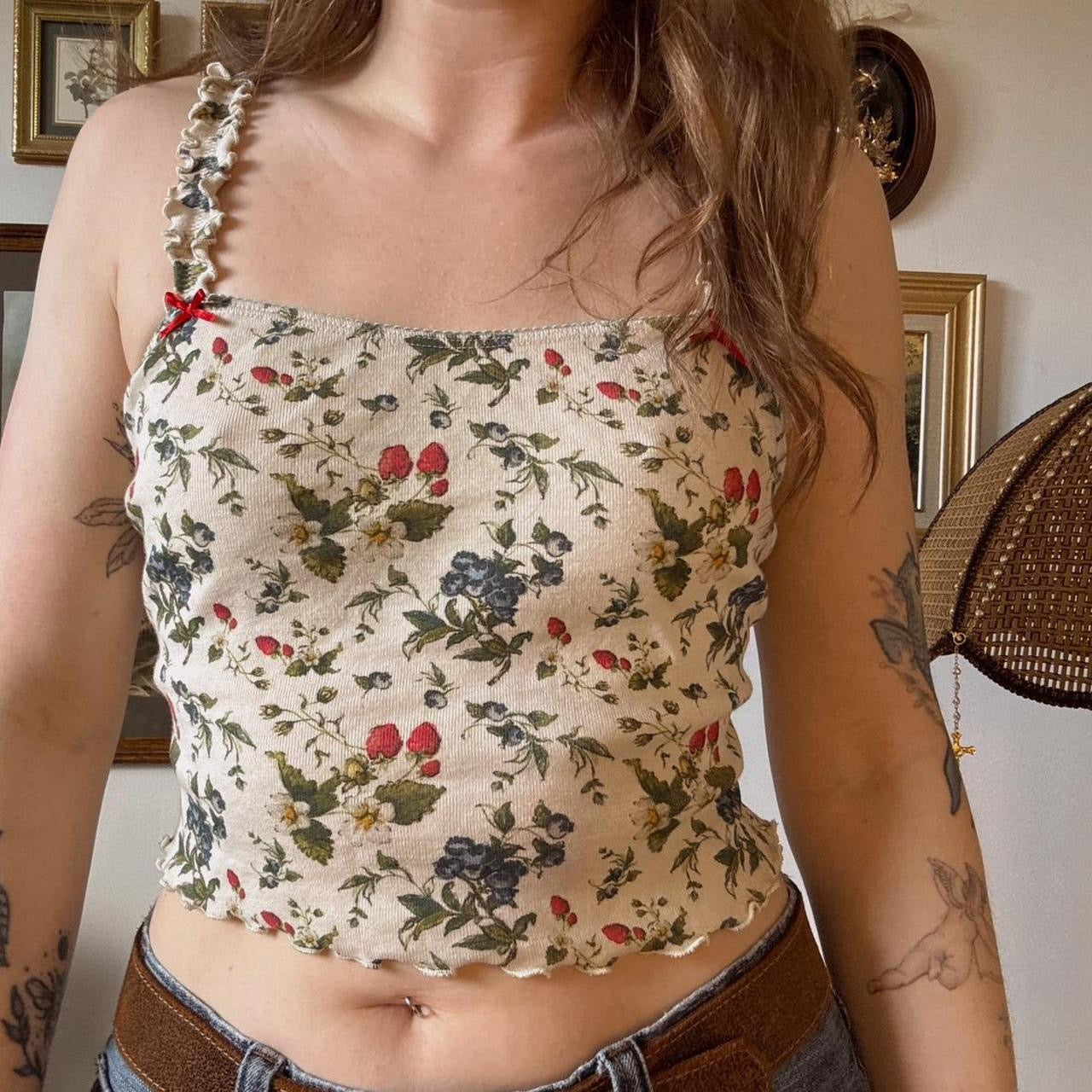 Sage flora crop top