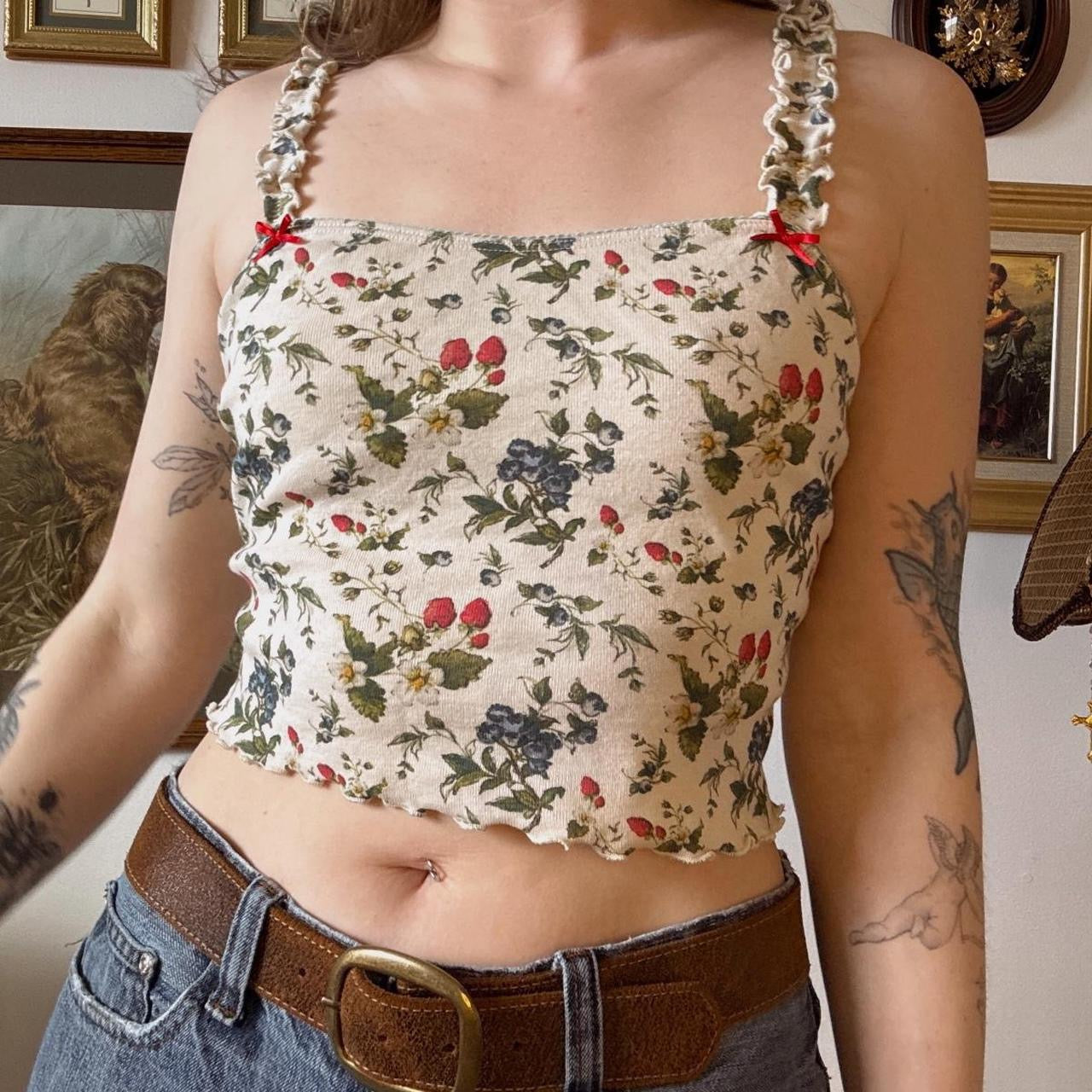 Sage flora crop top