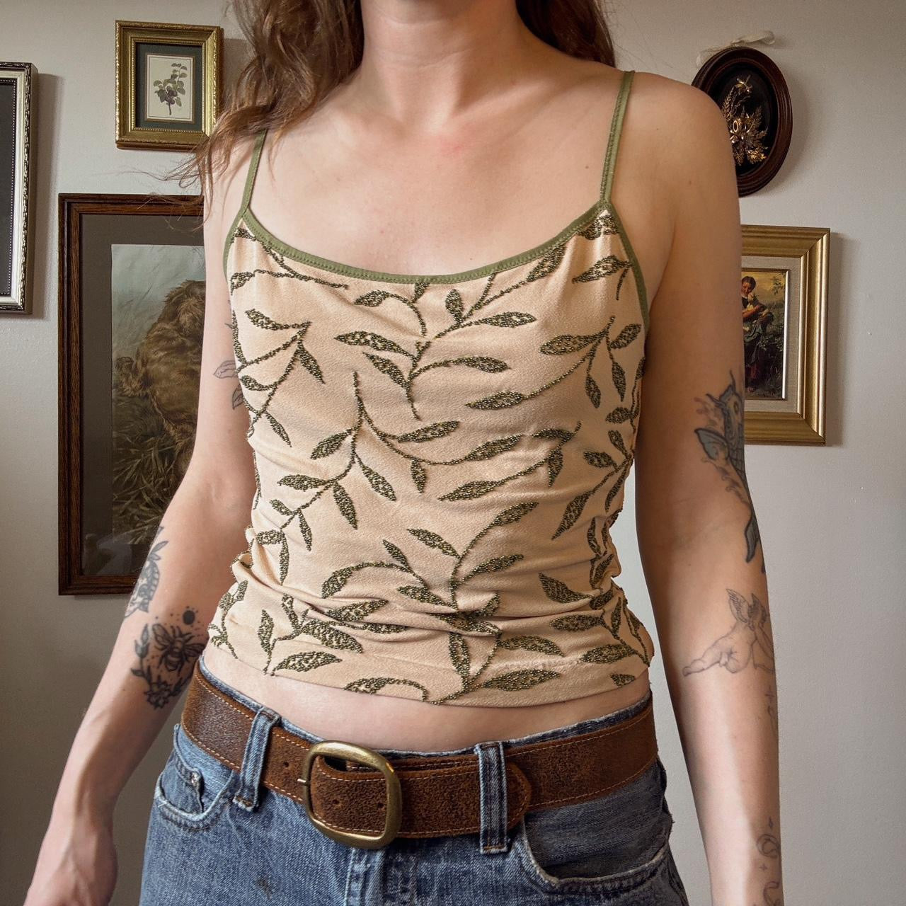 Y2K Bebe leaf cami