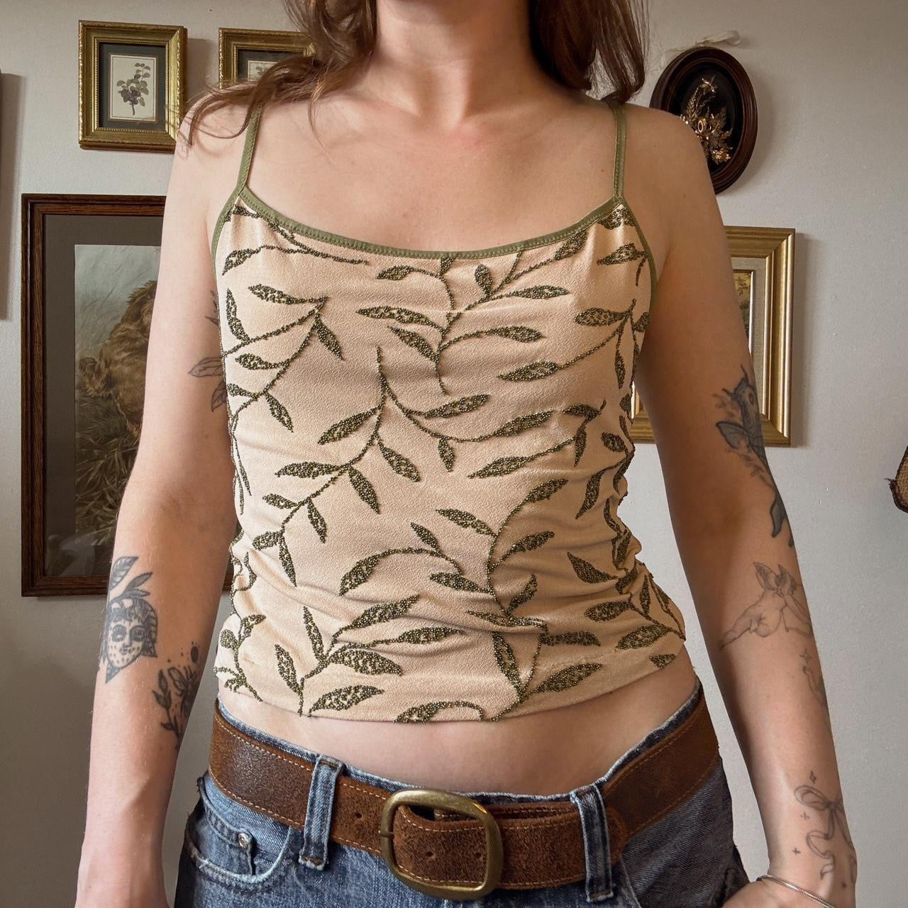 Y2K Bebe leaf cami
