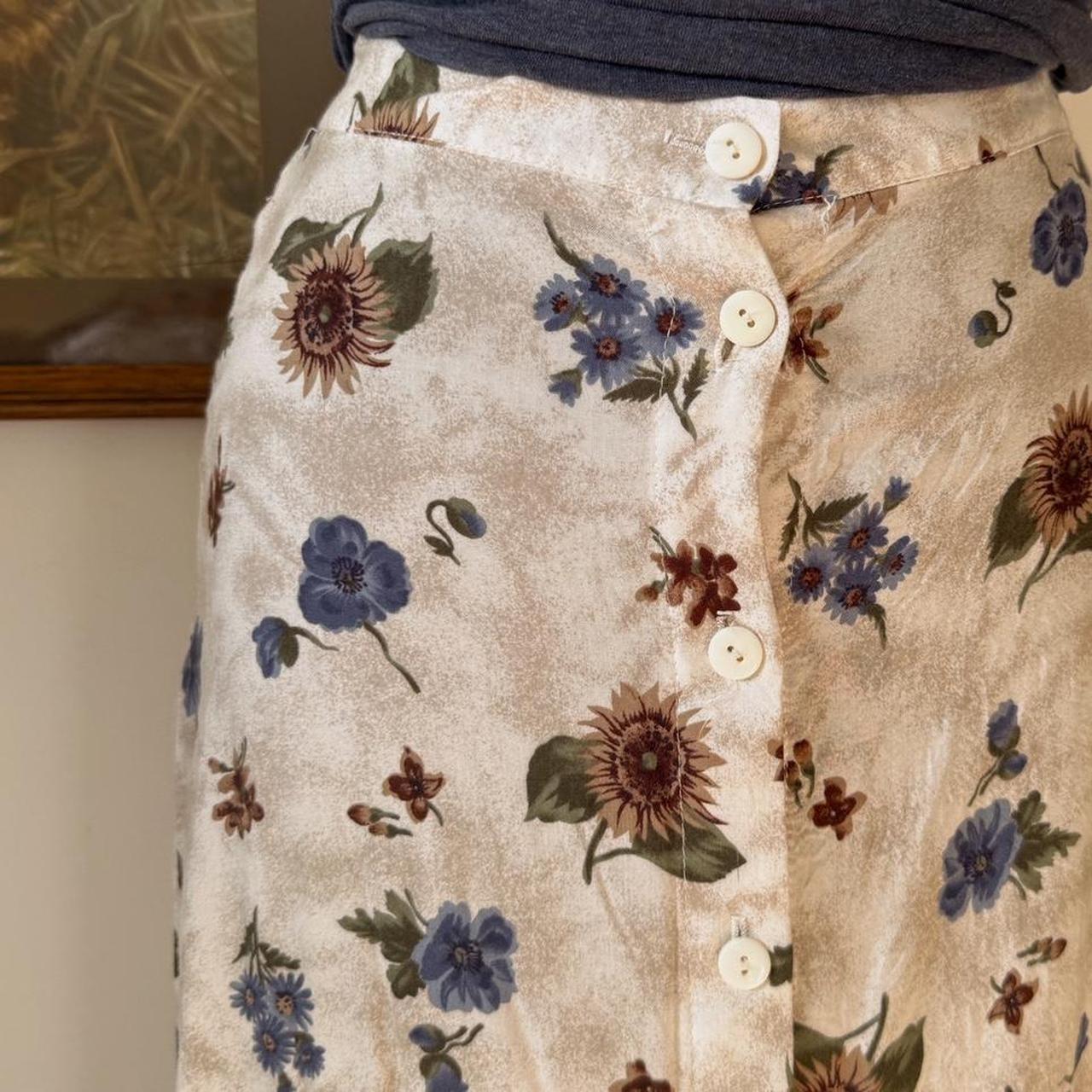 90s cream floral maxi skirt (S)