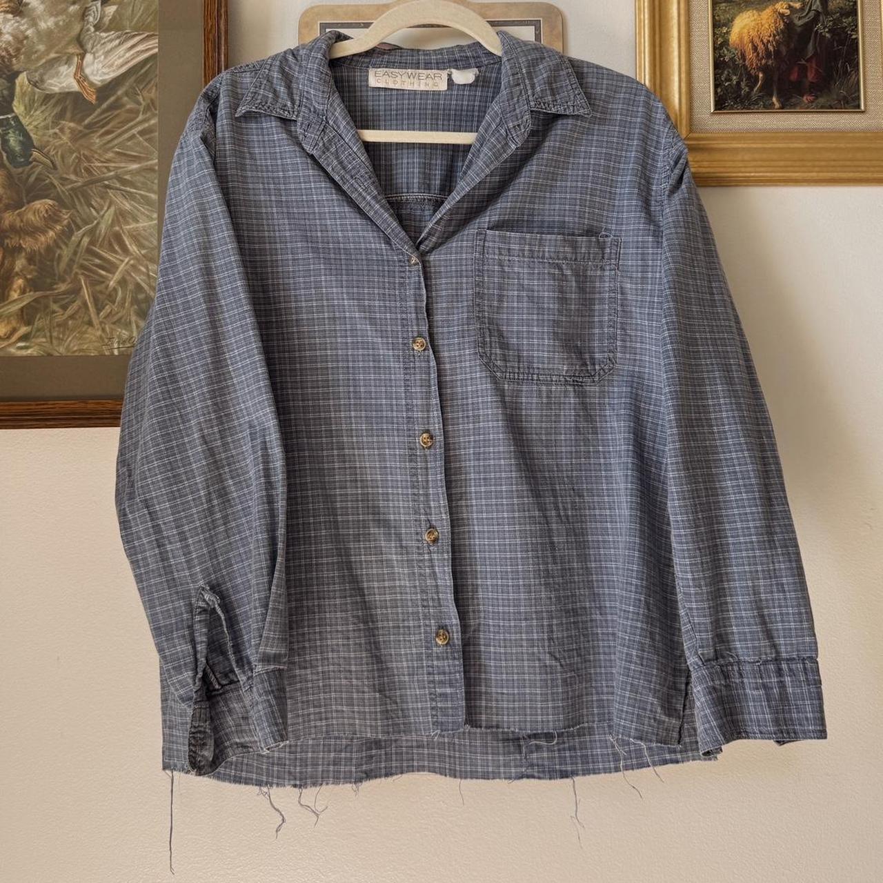 Blue plaid button up shirt (M/L)