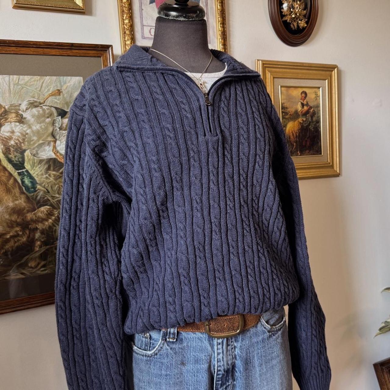 Navy cable knit mock neck sweater (XL)