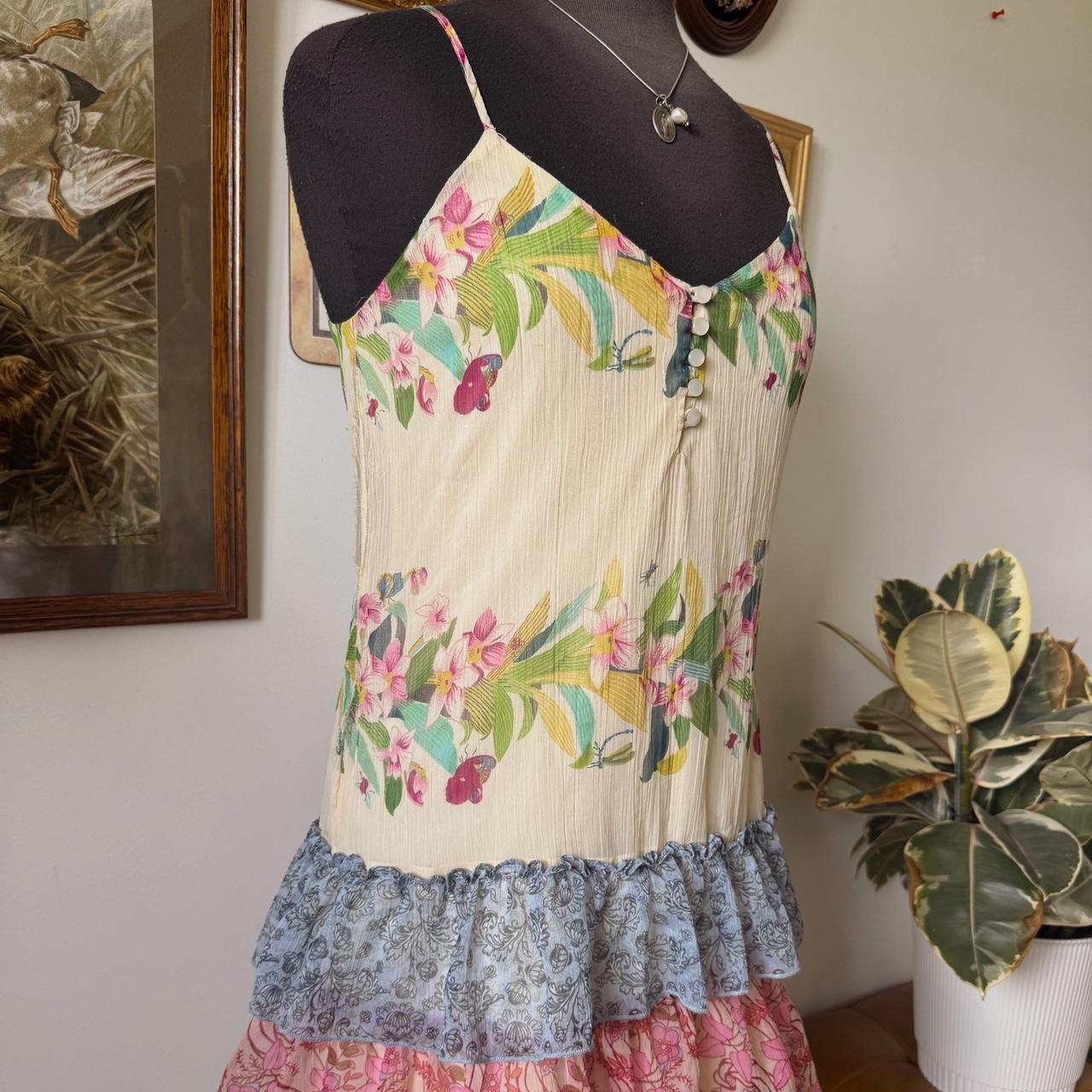 Floral ruffle boho mini dress (S)