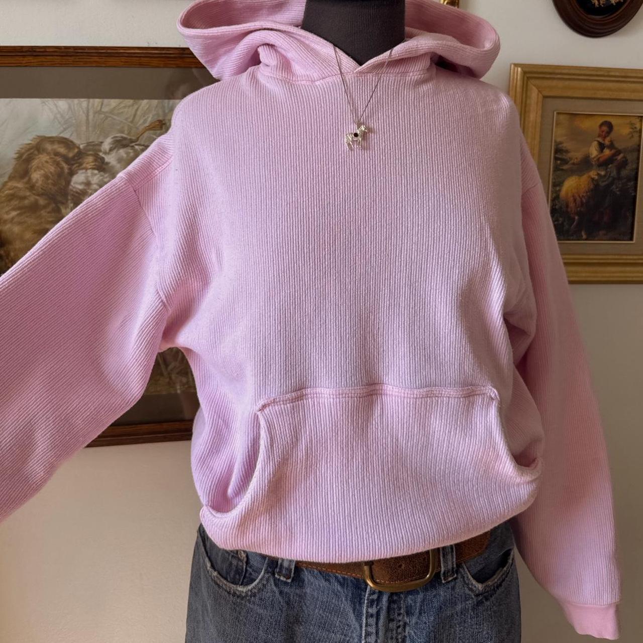 Blossom pink ribbed vintage hoodie (S)