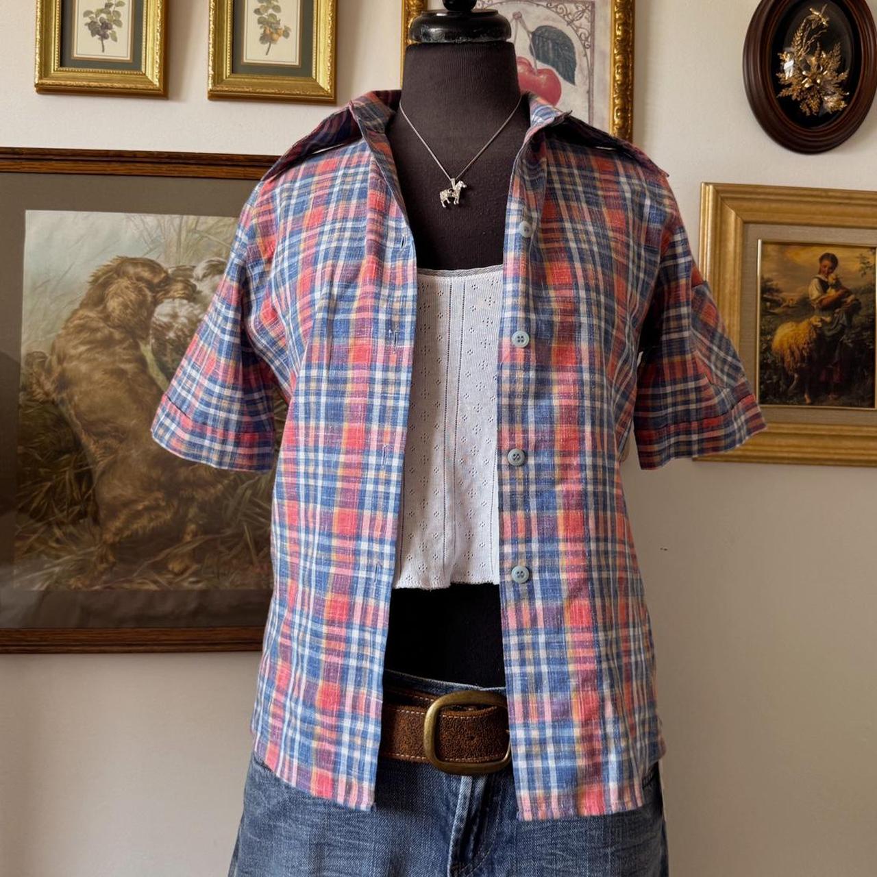 70s plaid button up (S)