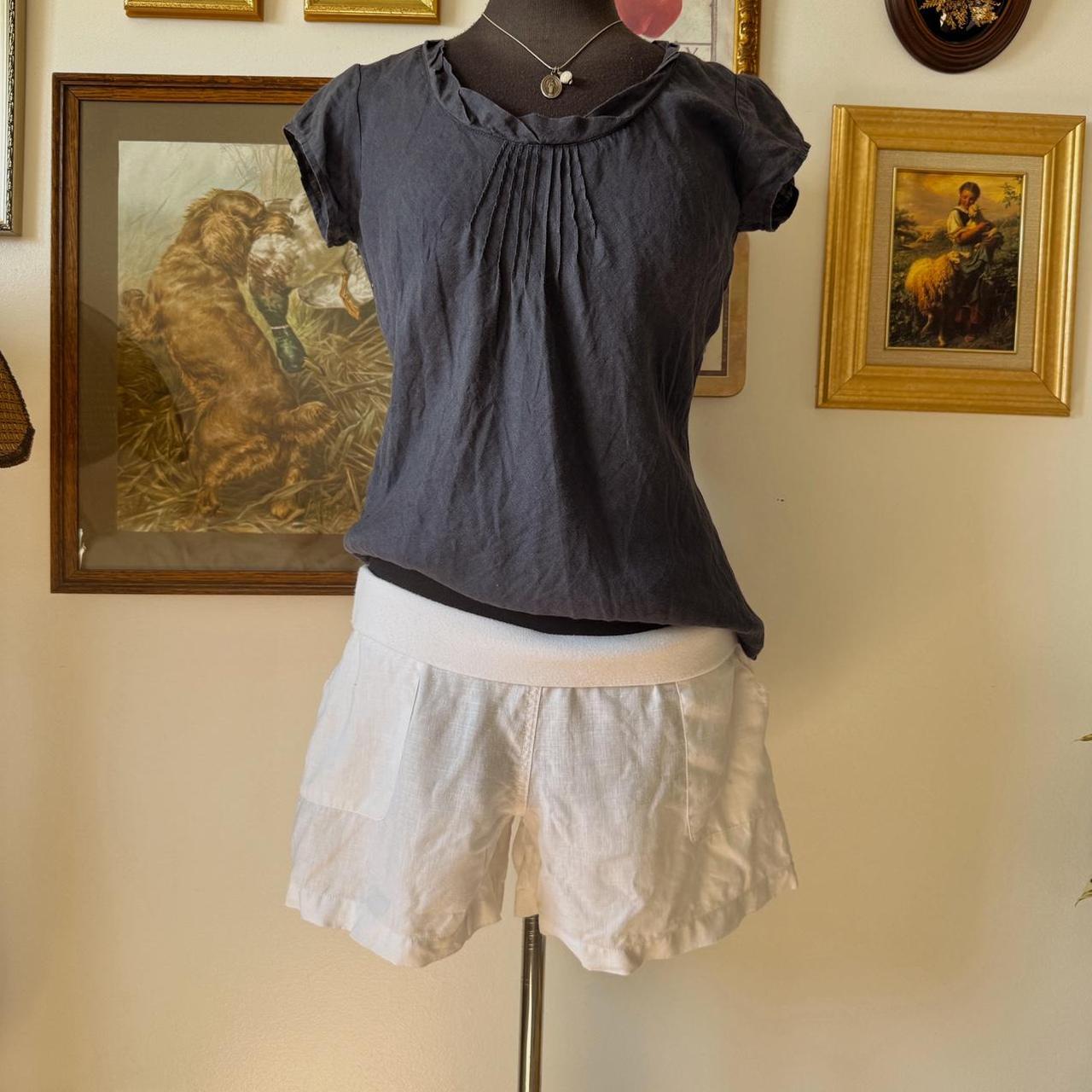 White linen mini shorts (L)