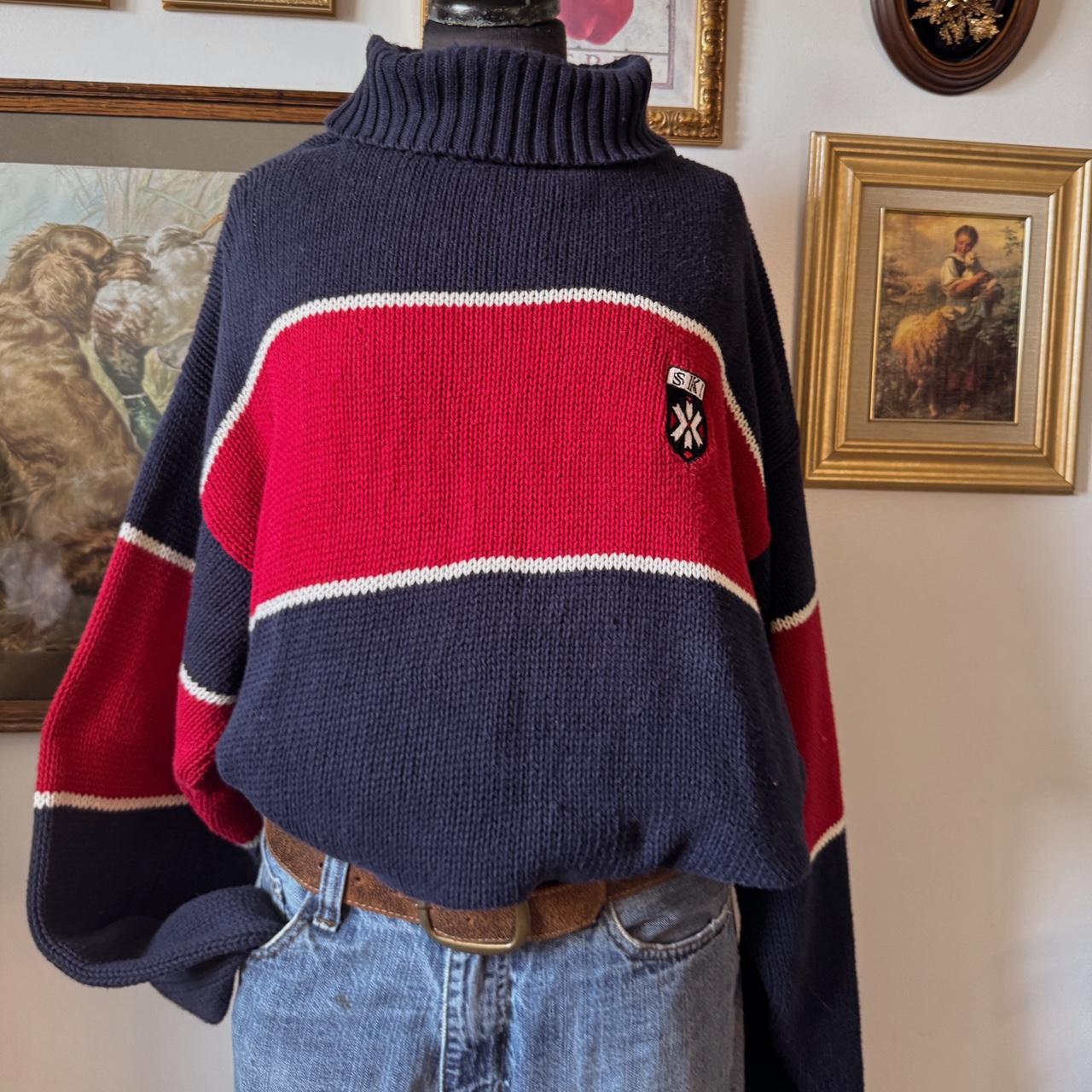 Navy & red striped vintage sweater (L)