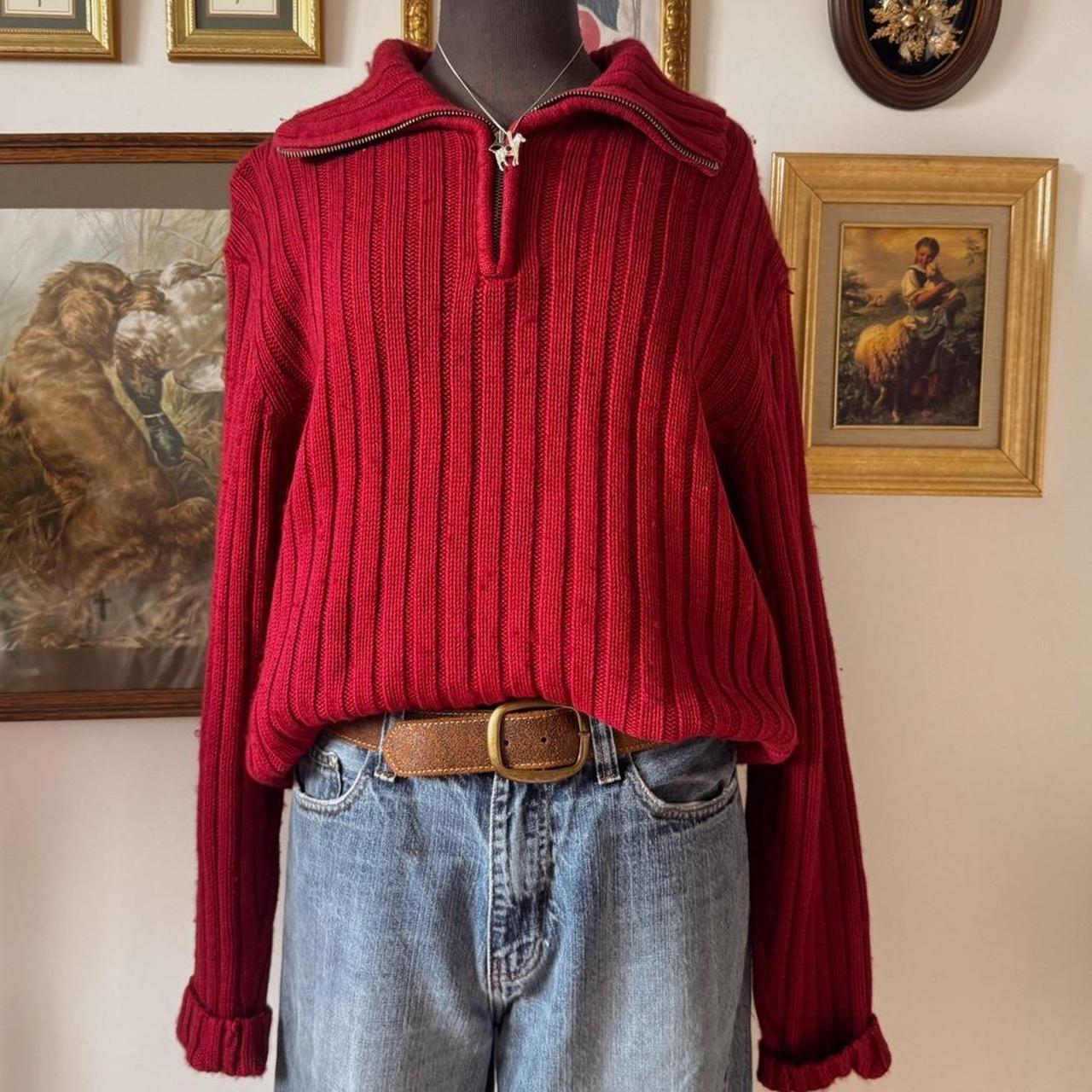 Cherry red knit sweater (XL)