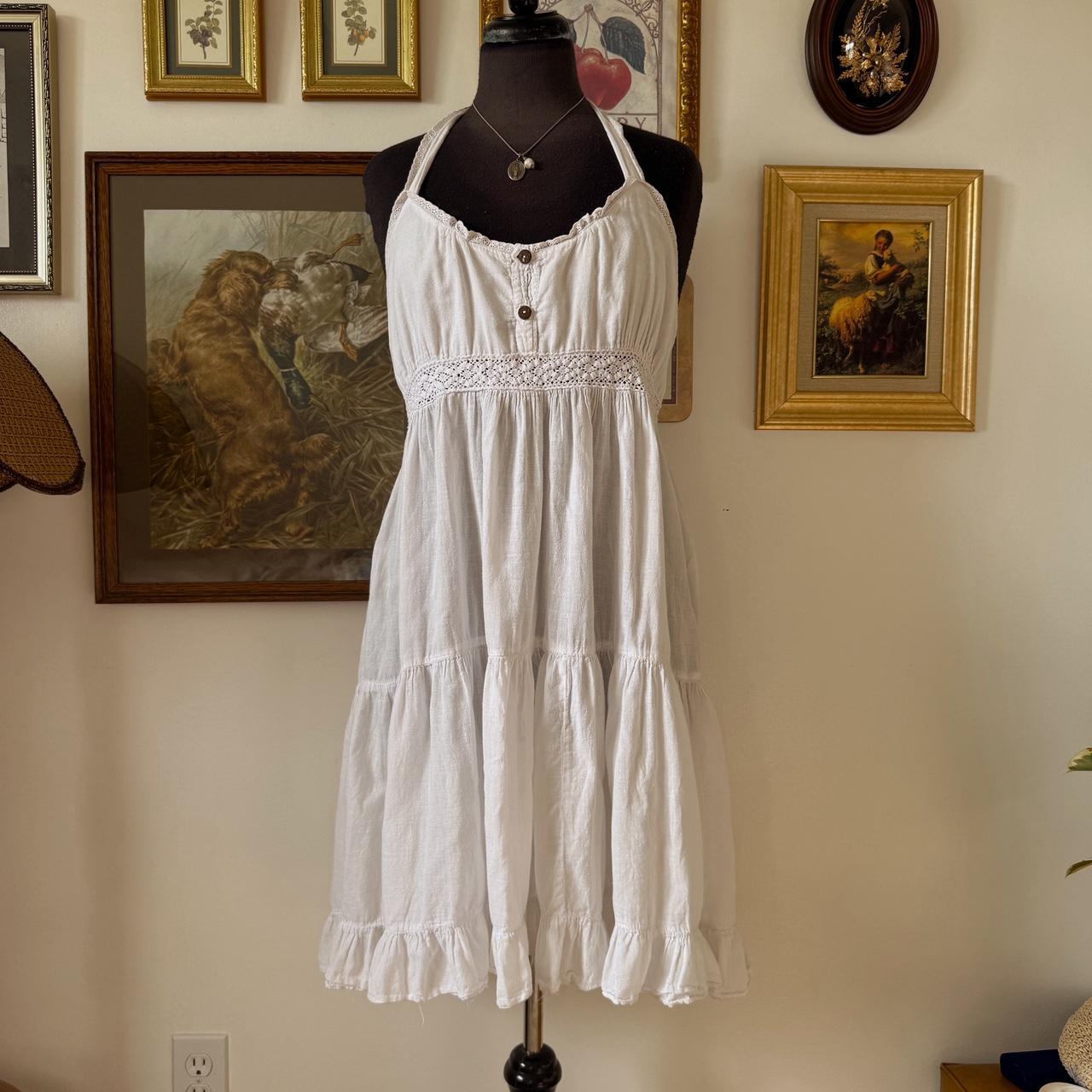 White ruffle halter dress (L)