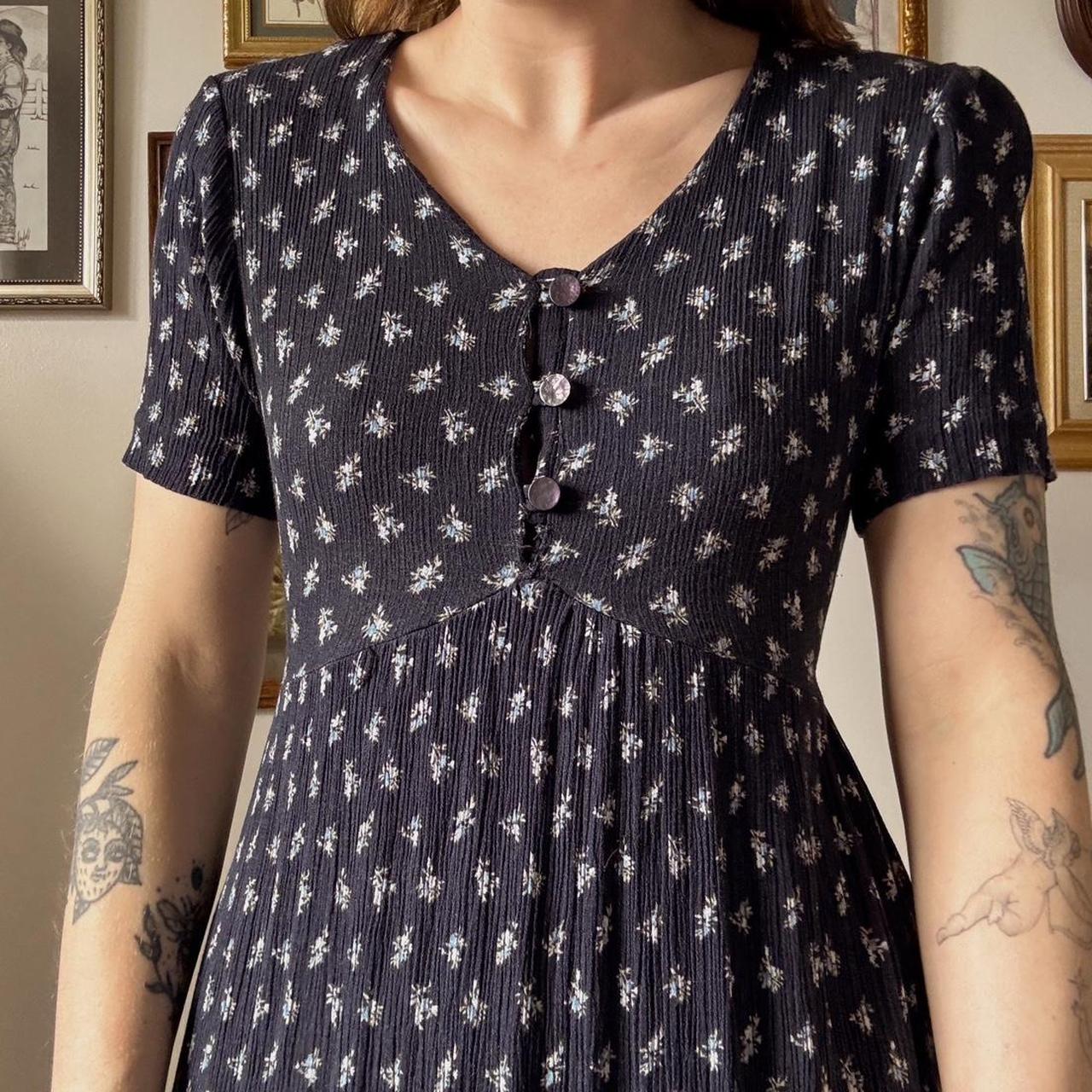 90s navy floral maxi dress (S)