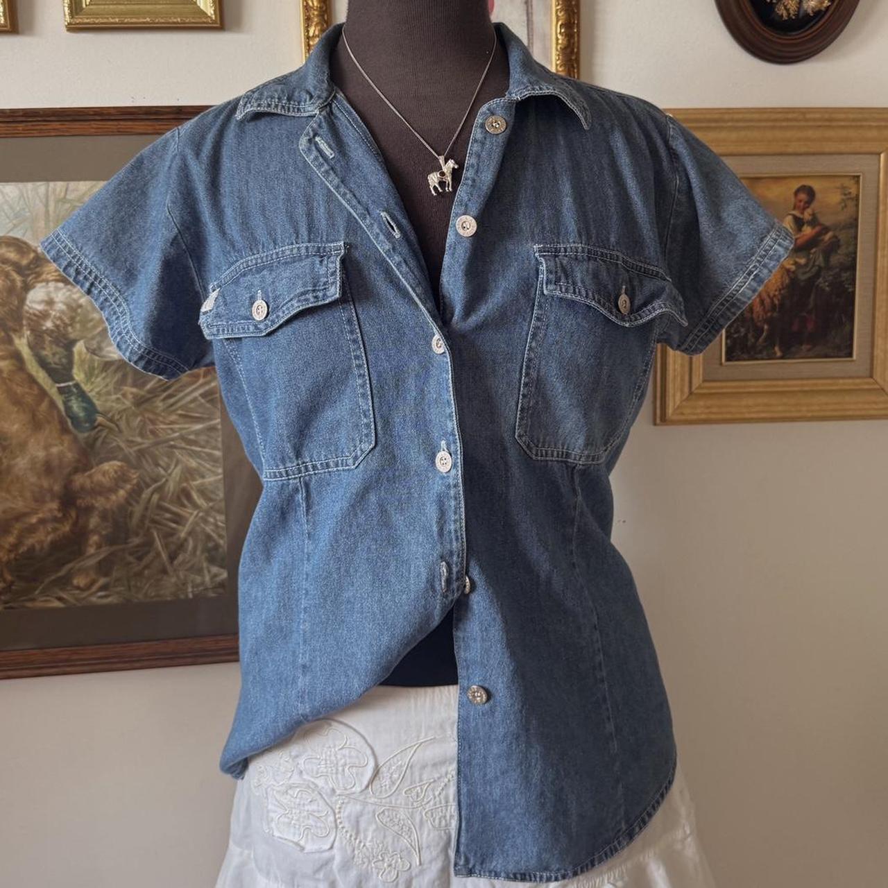 Denim button up short sleeve (M)