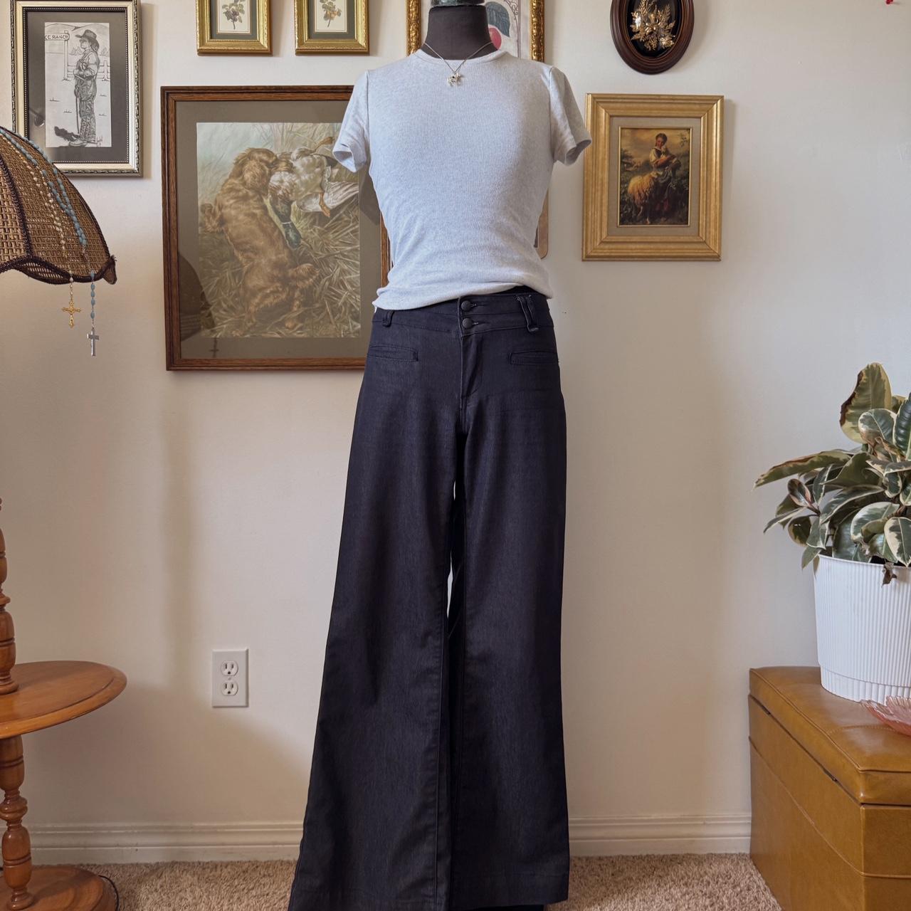 Dark navy wide leg trouser (S)