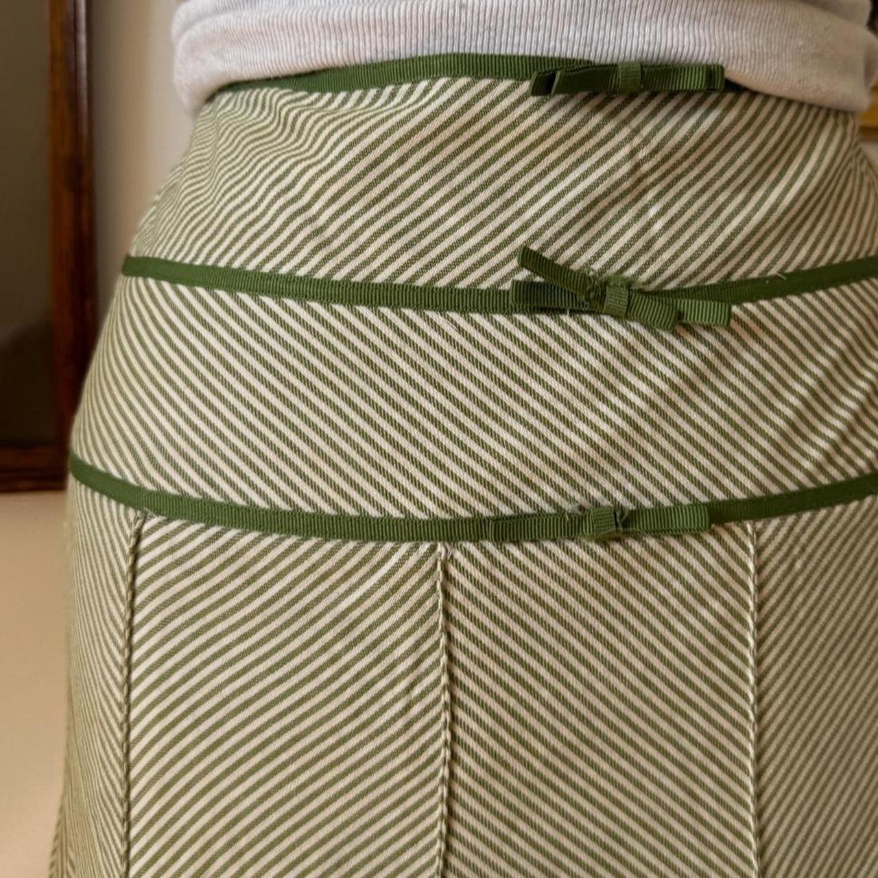 Y2K green striped midi skirt (S)