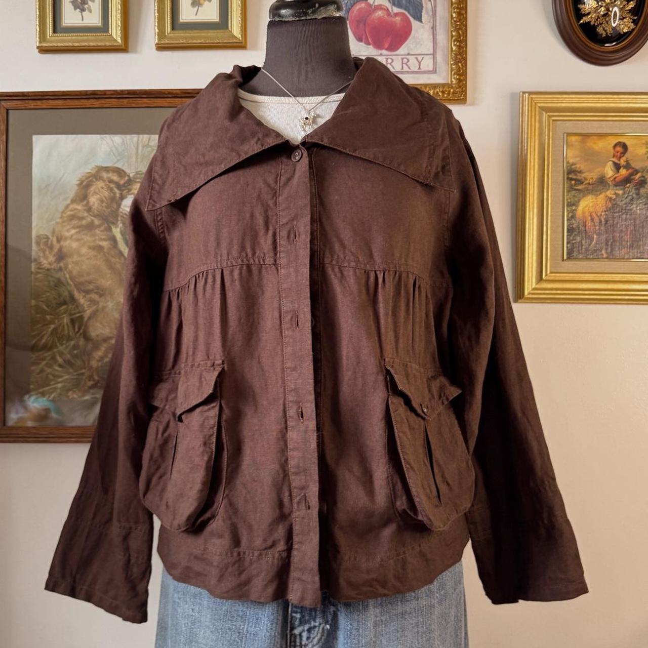 Brown babydoll linen jacket (M)