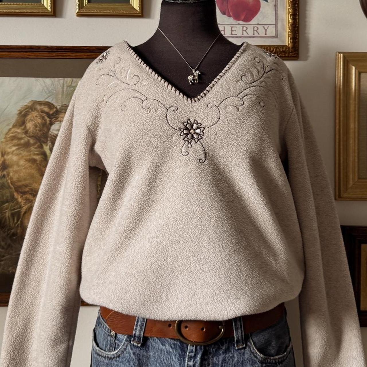 Cream embroidered cottage fleece (S)