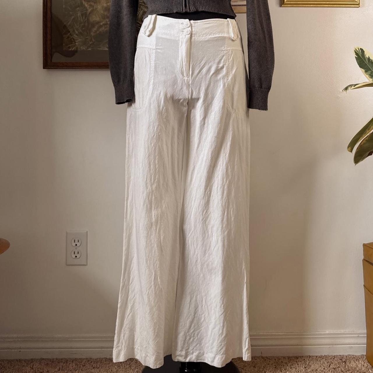 White linen wide leg pants (S)