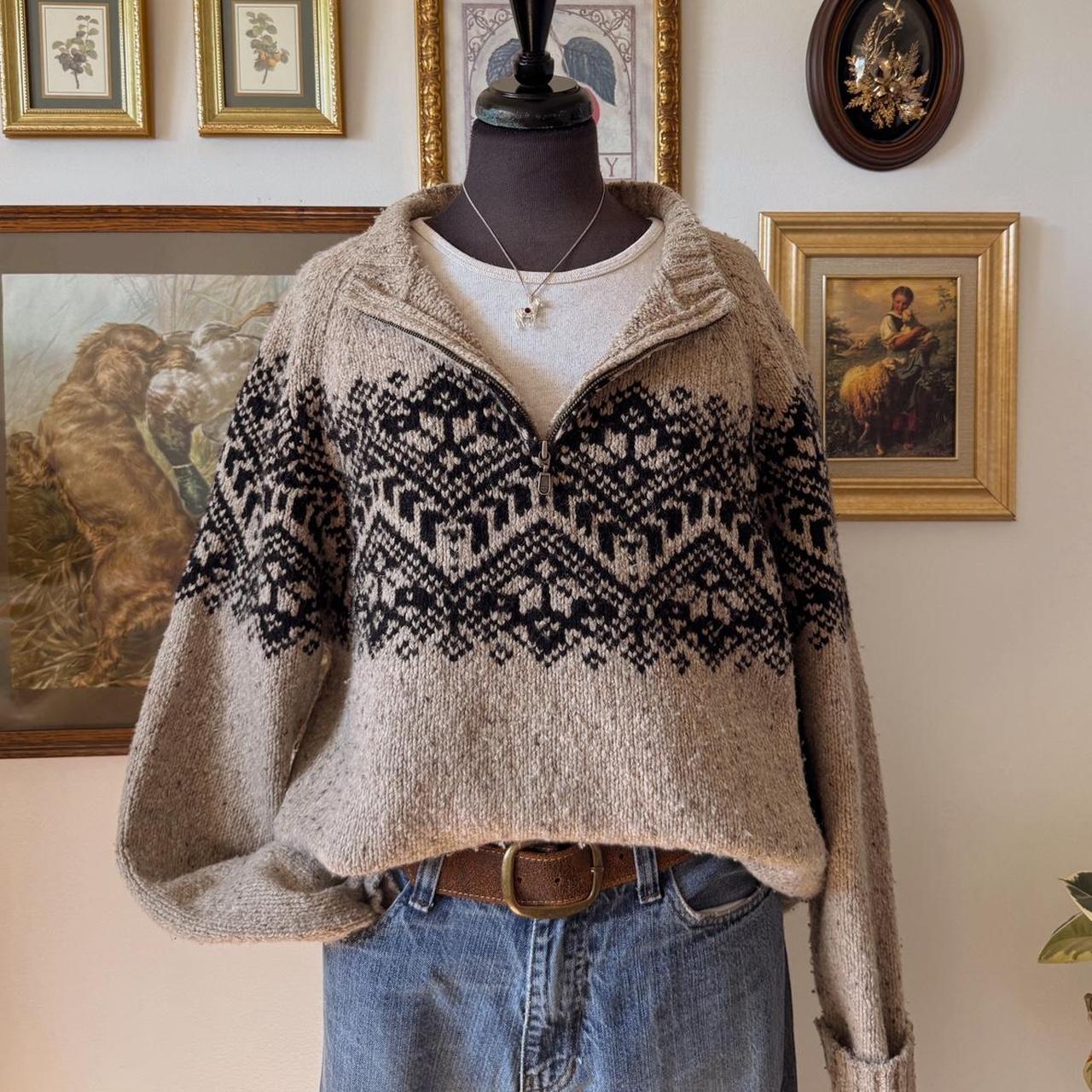 90s tweed cabin knit sweater (XL)