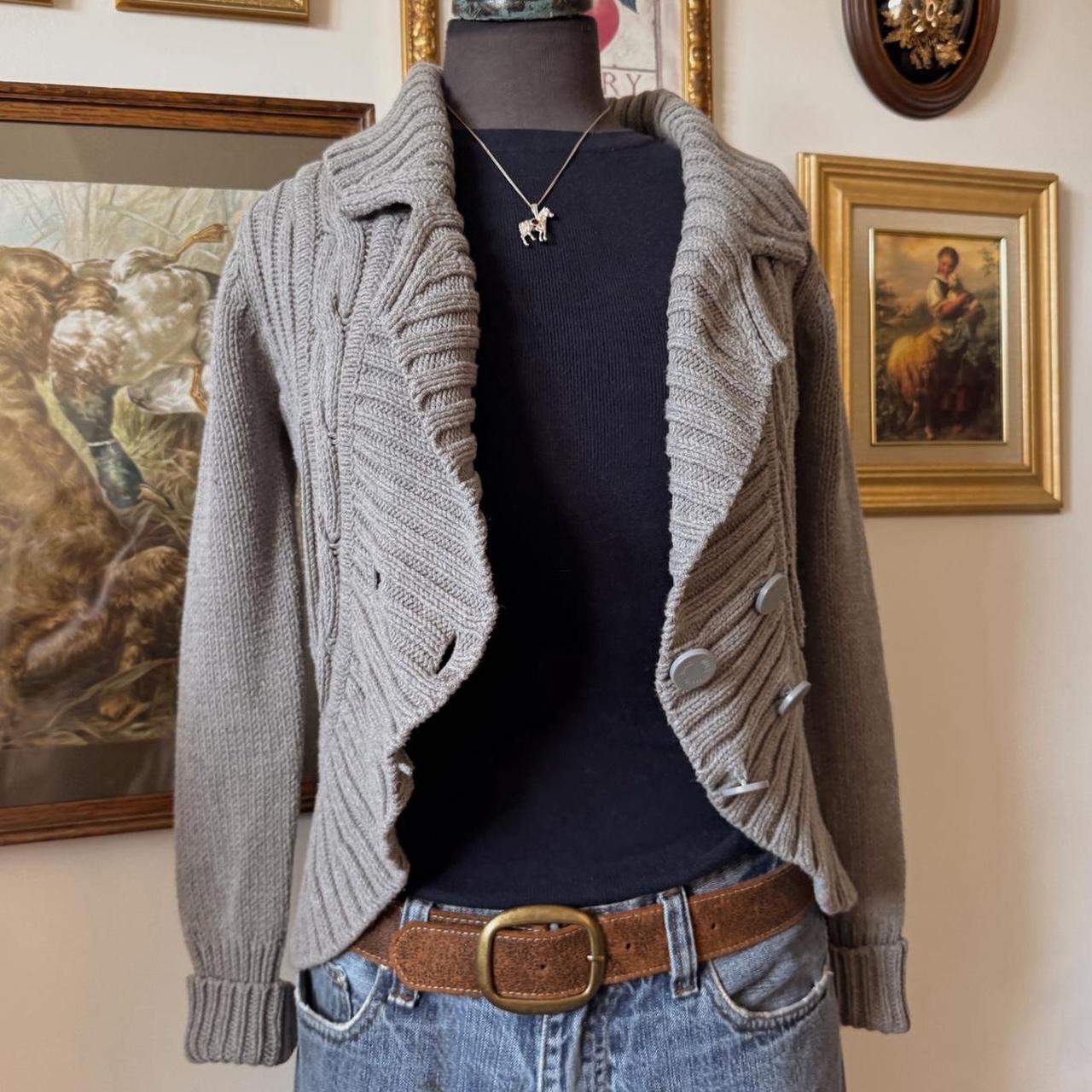 Grey cable knit shrug cardigan (S)