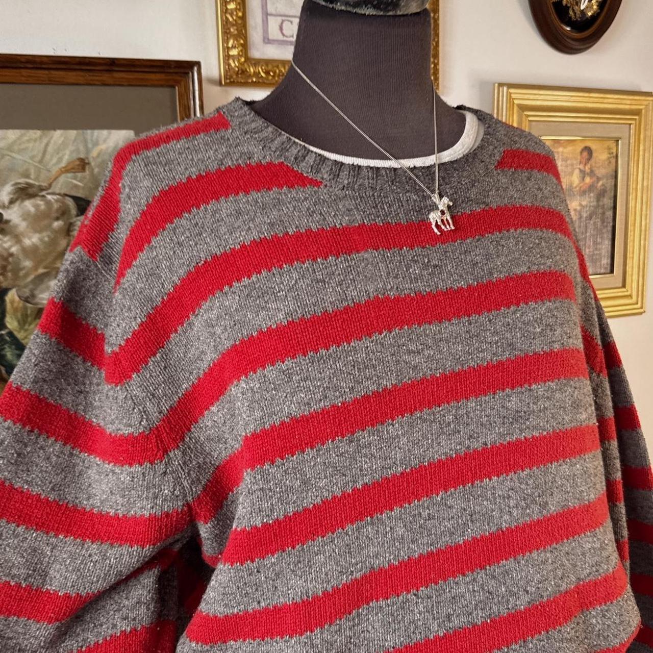Cherry red striped knit sweater (XL)