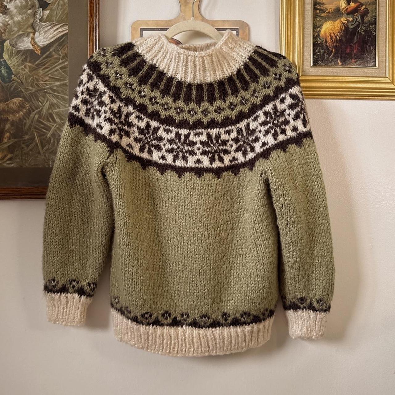 Earthy green fair isle knit (XS)