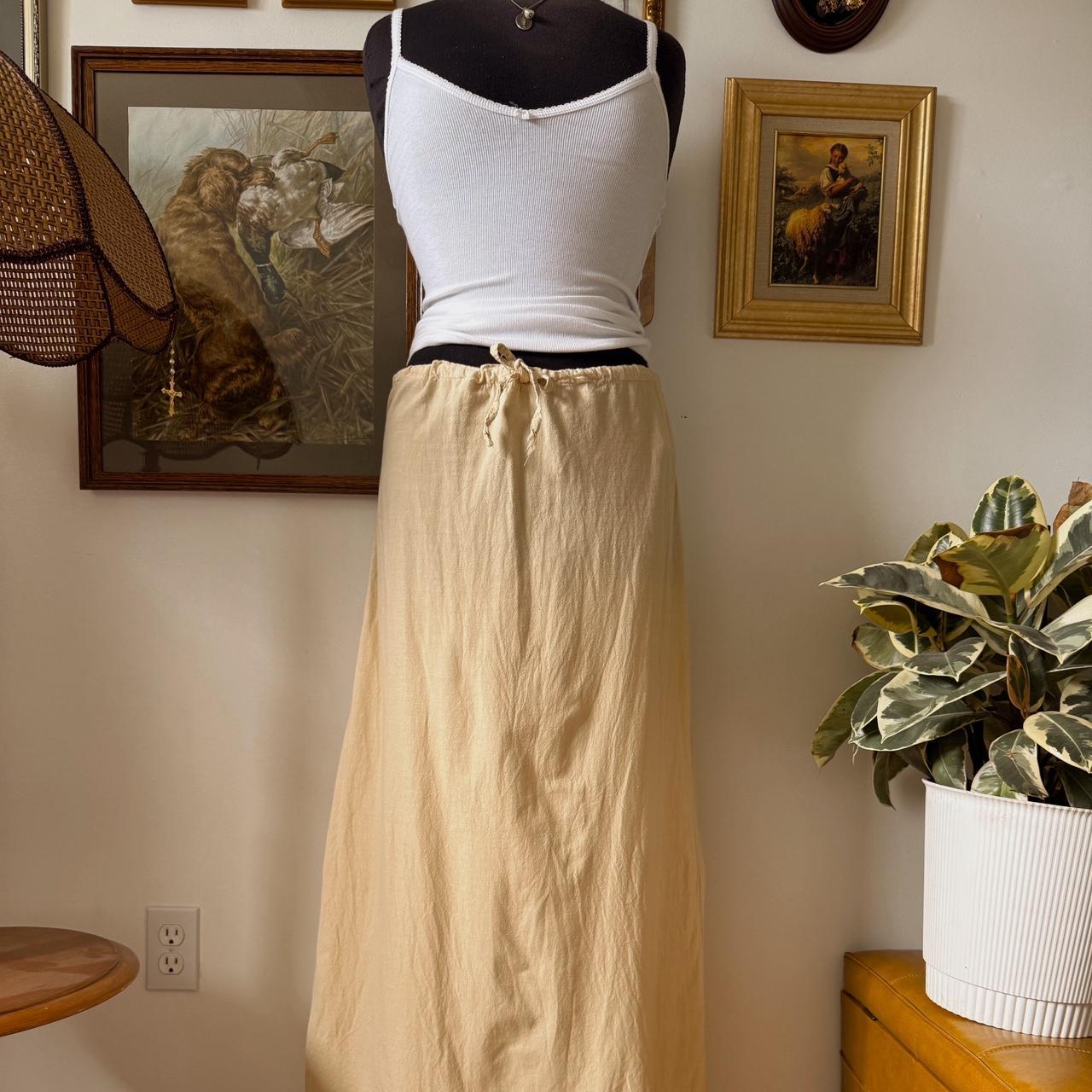 Golden sunglow linen maxi skirt (S)