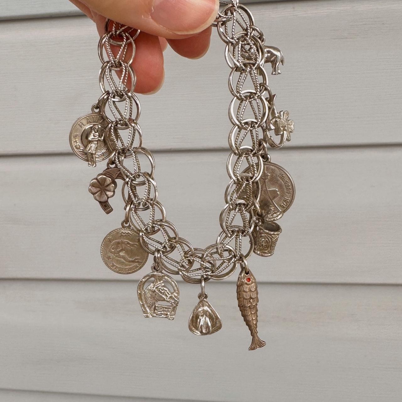 Silver boho charm bracelet