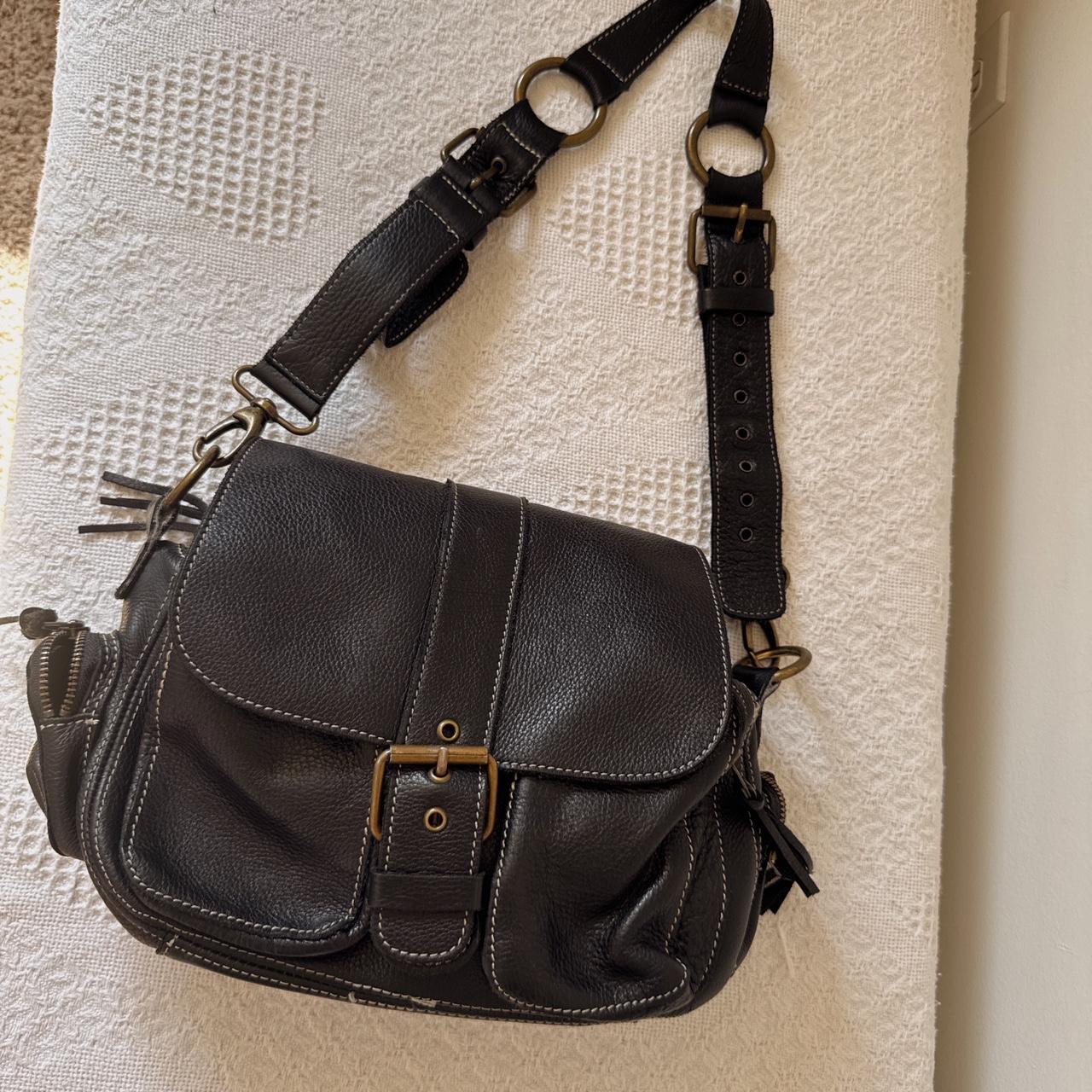 Black slouchy leather messenger bag