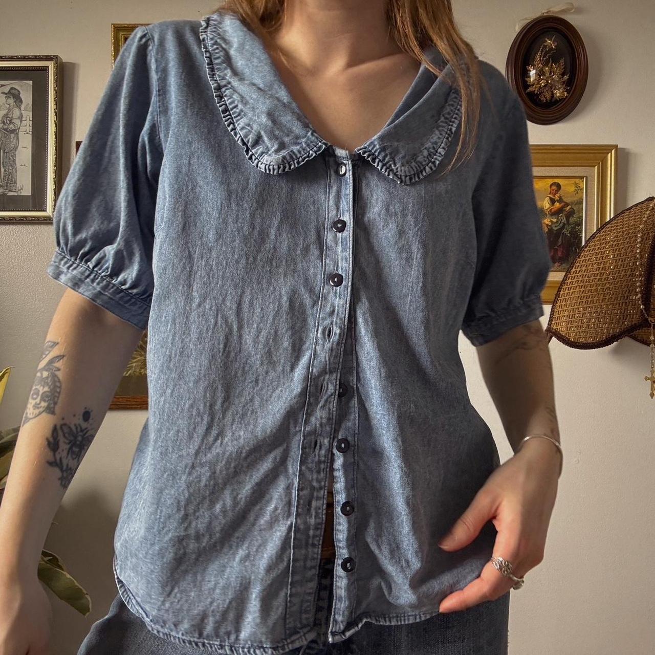 Blue denim cottage top (M)