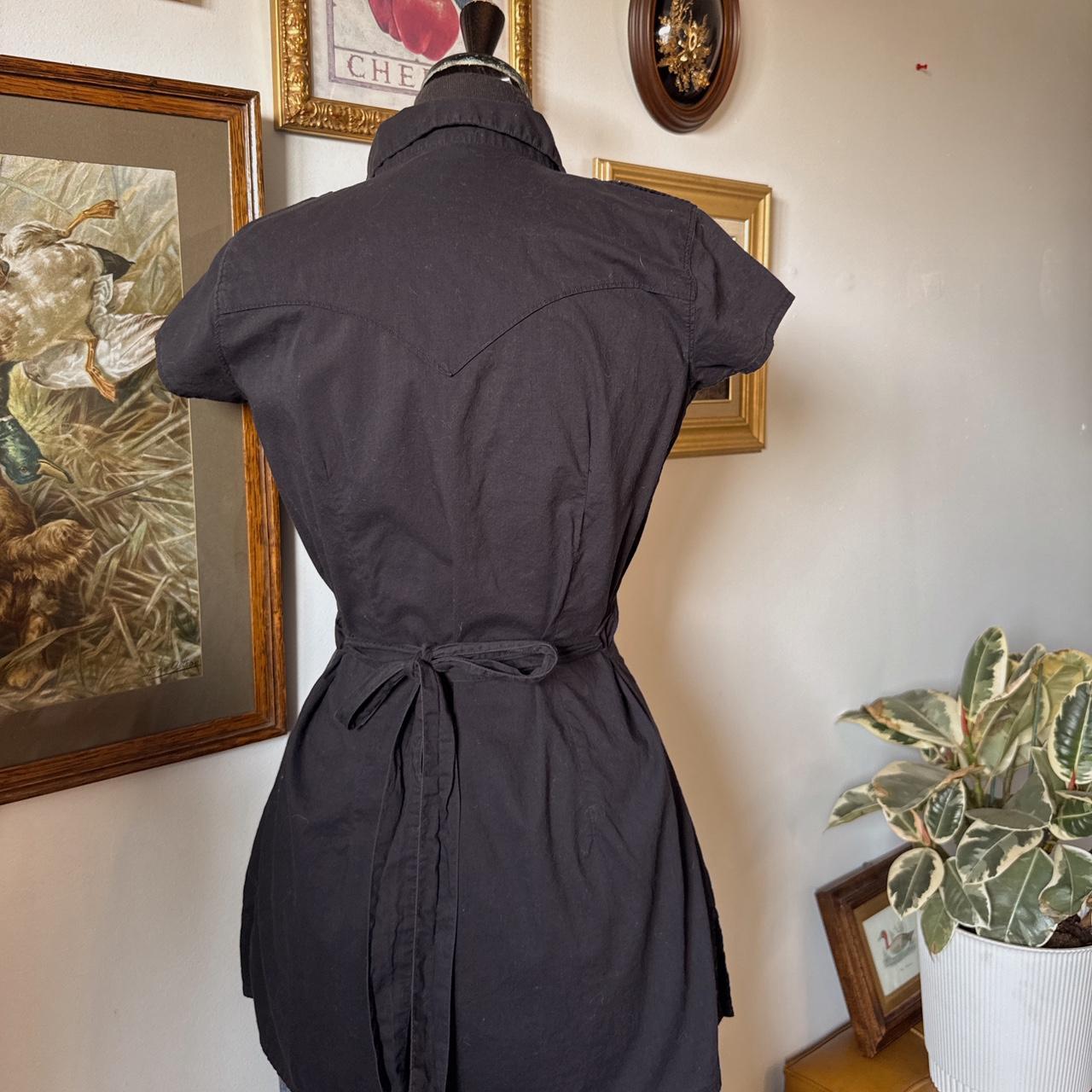 Black cotton cap sleeve button up (M)