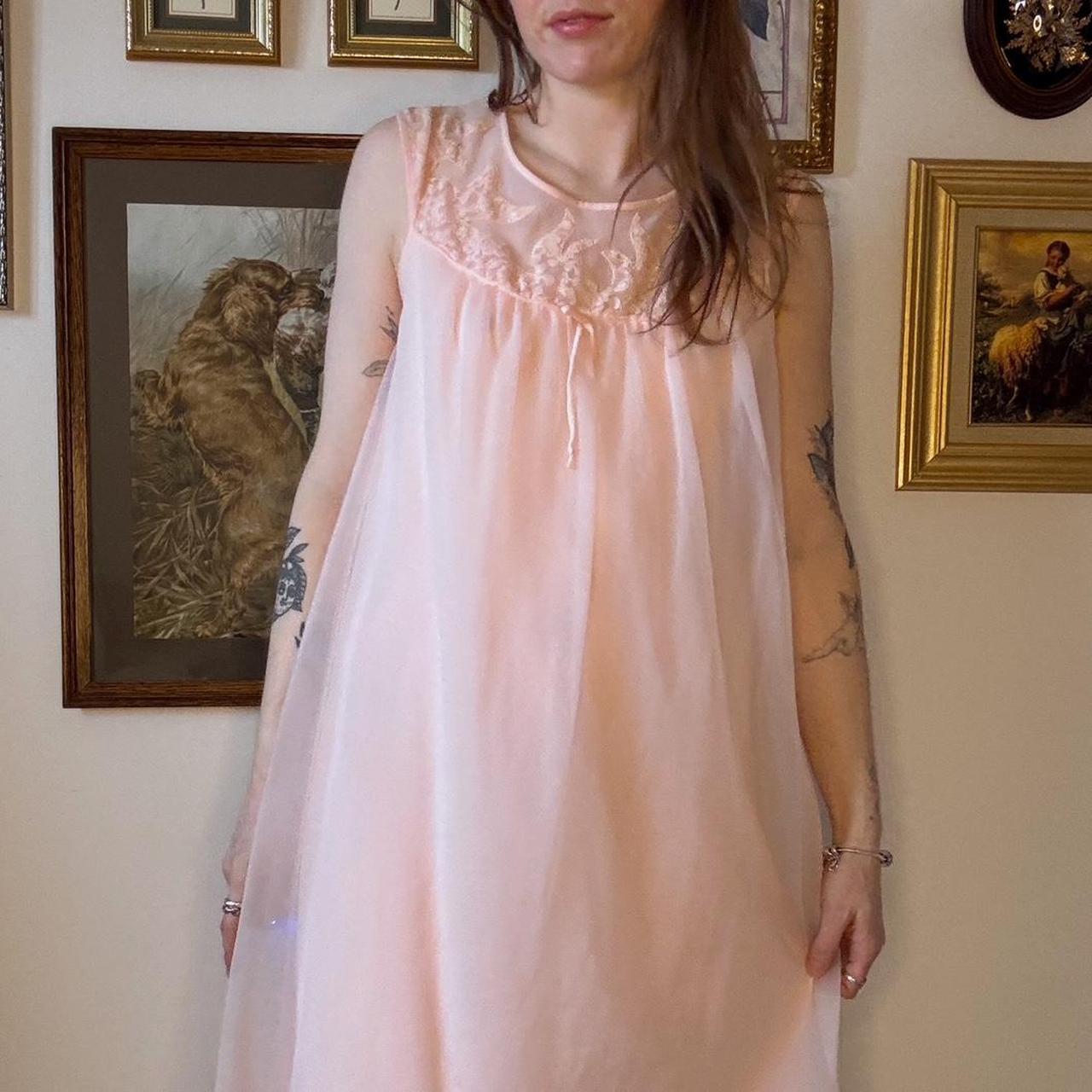 Baby pink 1950s slip dress (S)