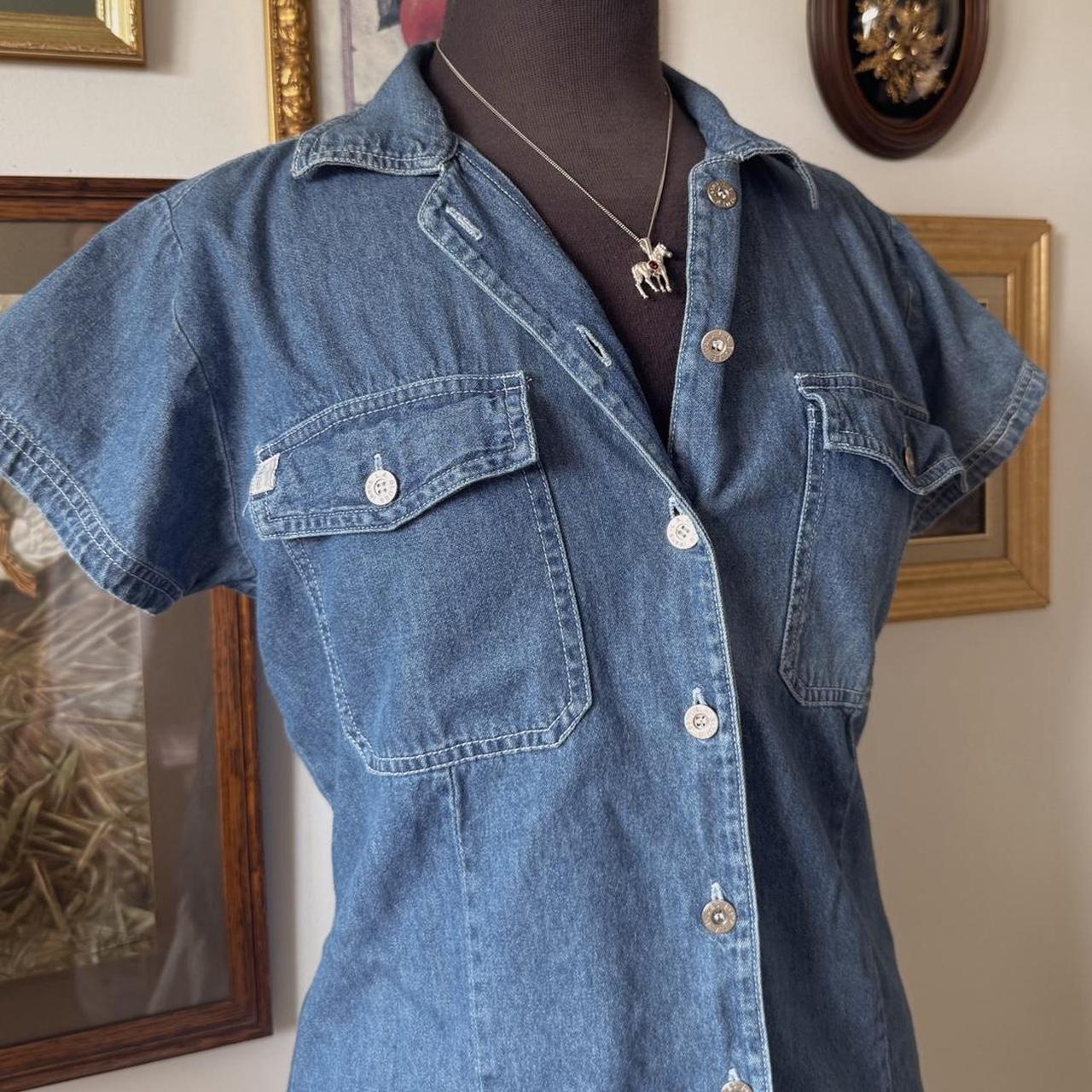 Denim button up short sleeve (M)