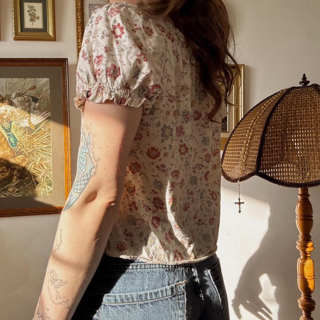 Cream floral milkmaid top (L)