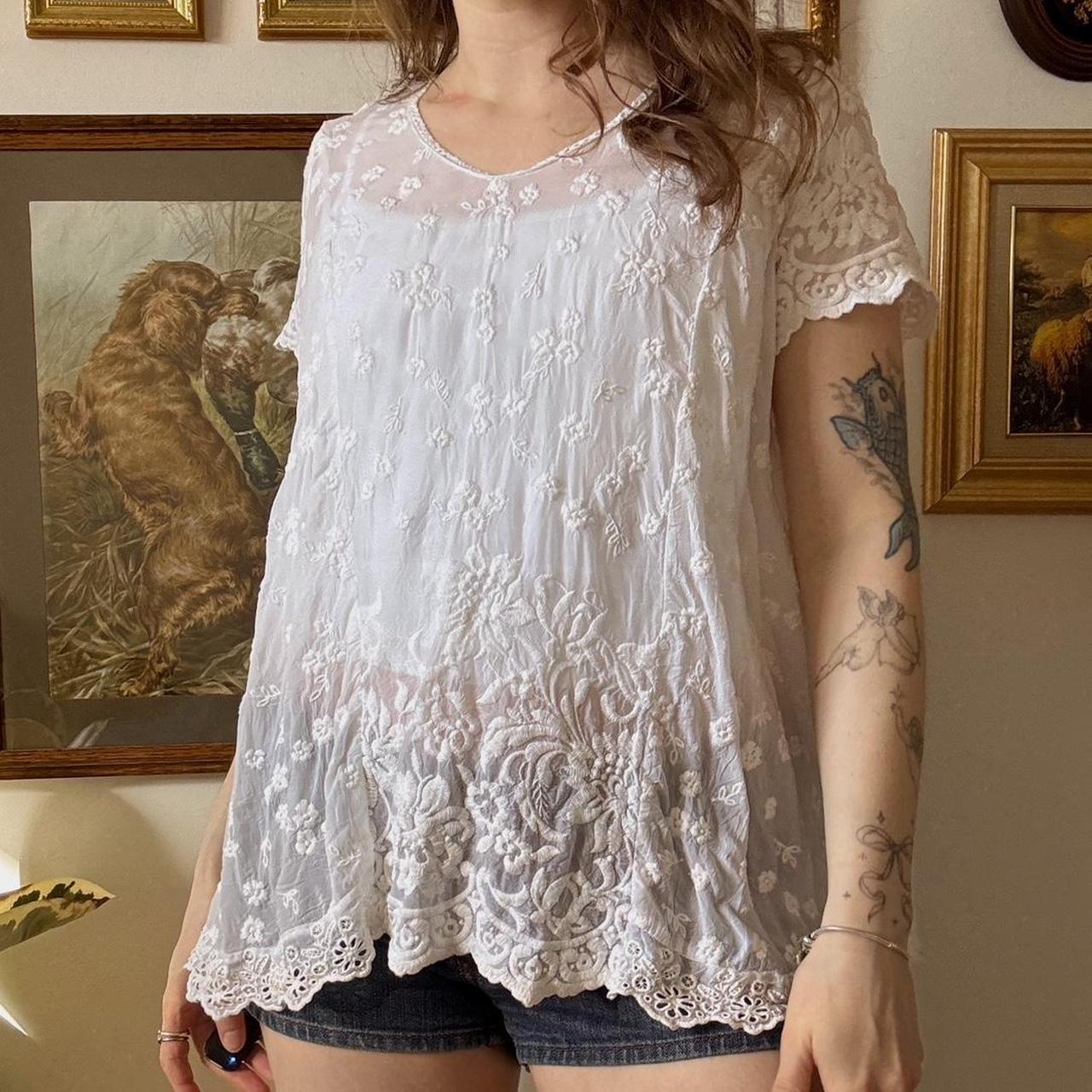 Lace boho tunic top (XS)
