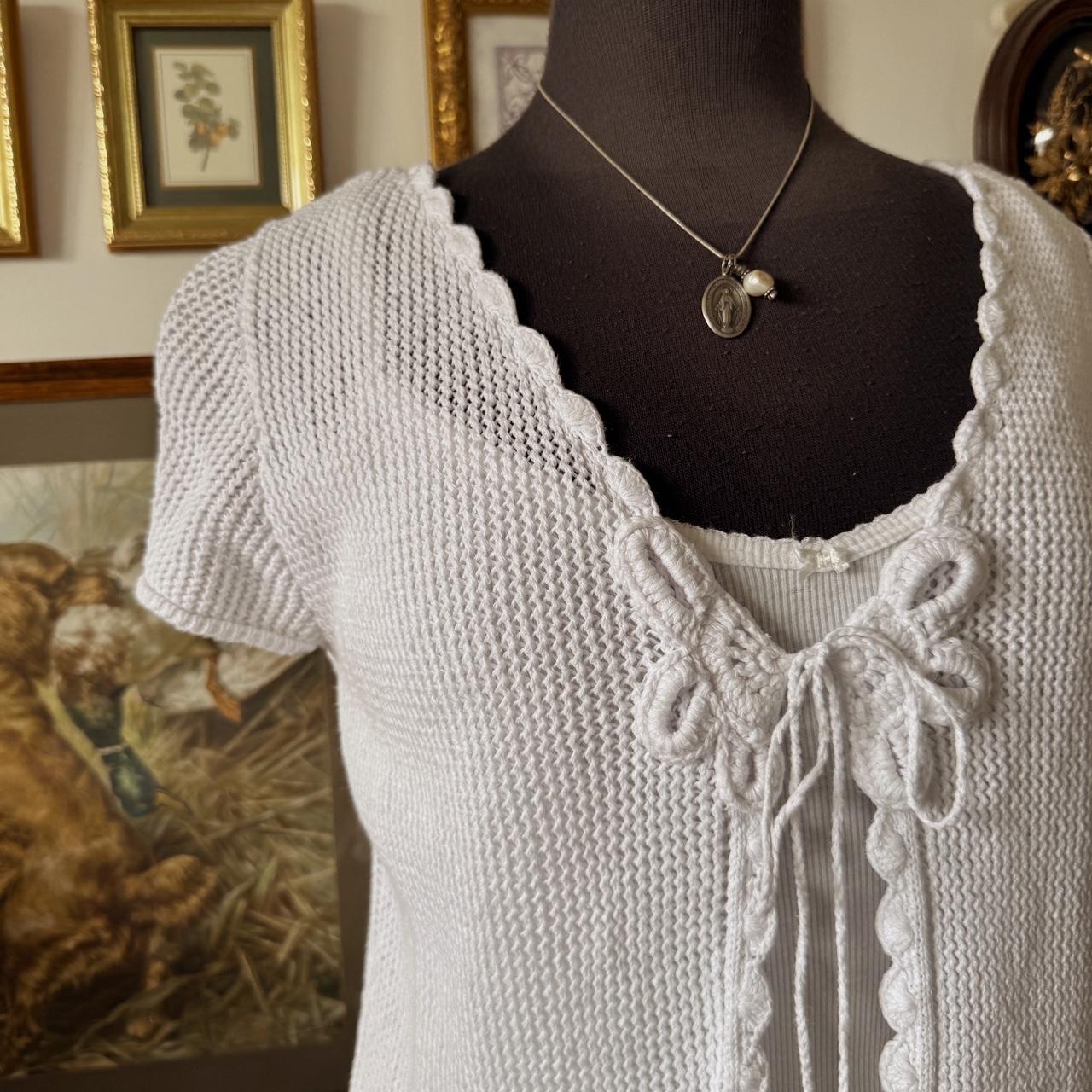 Y2K white knit cardigan (S)