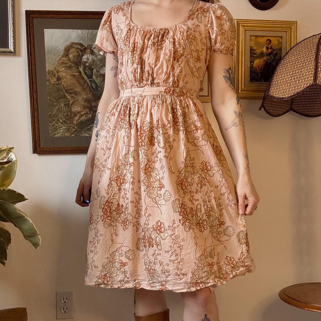 Pink floral babydoll dress (S)