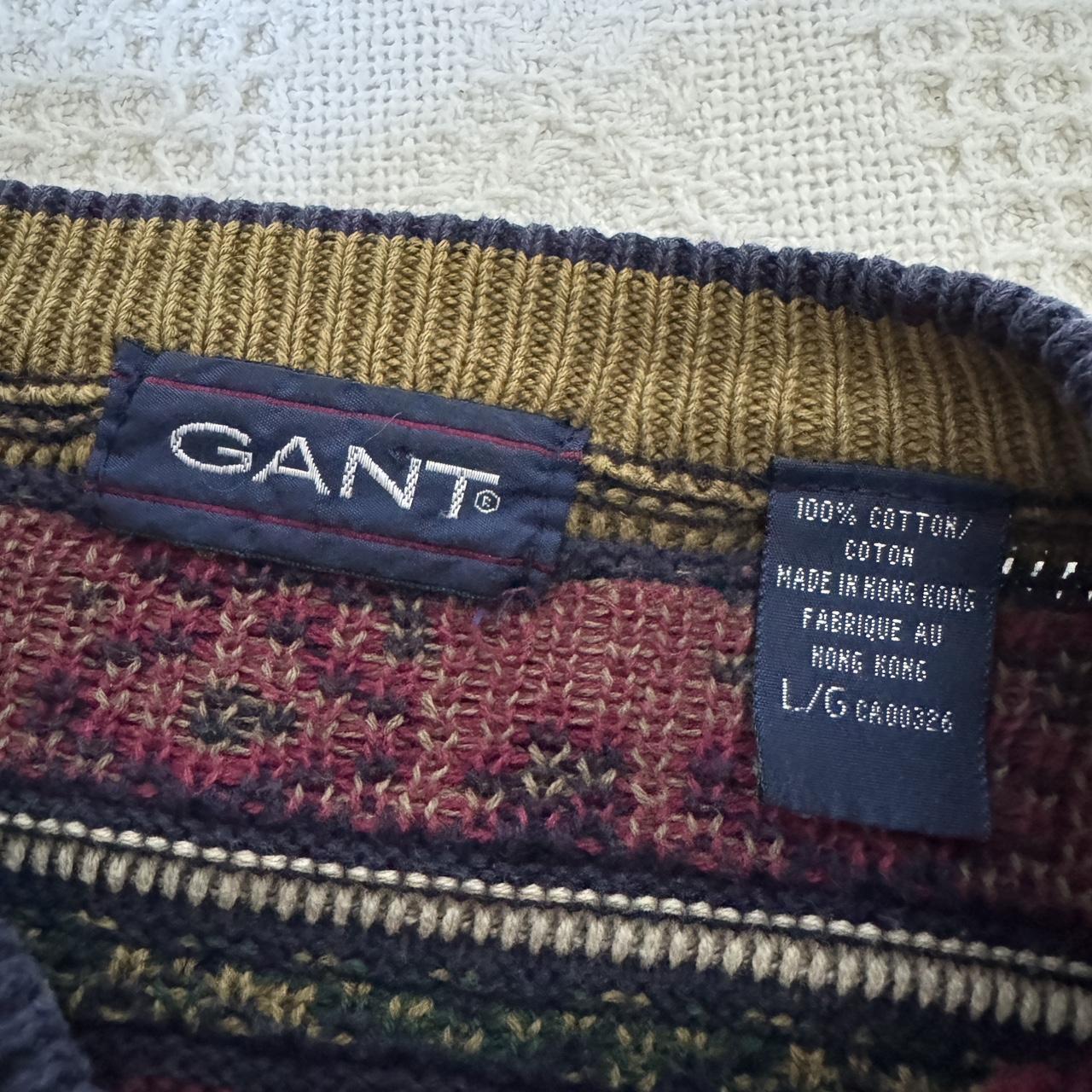 Navy & burgundy 90s striped sweater (L)