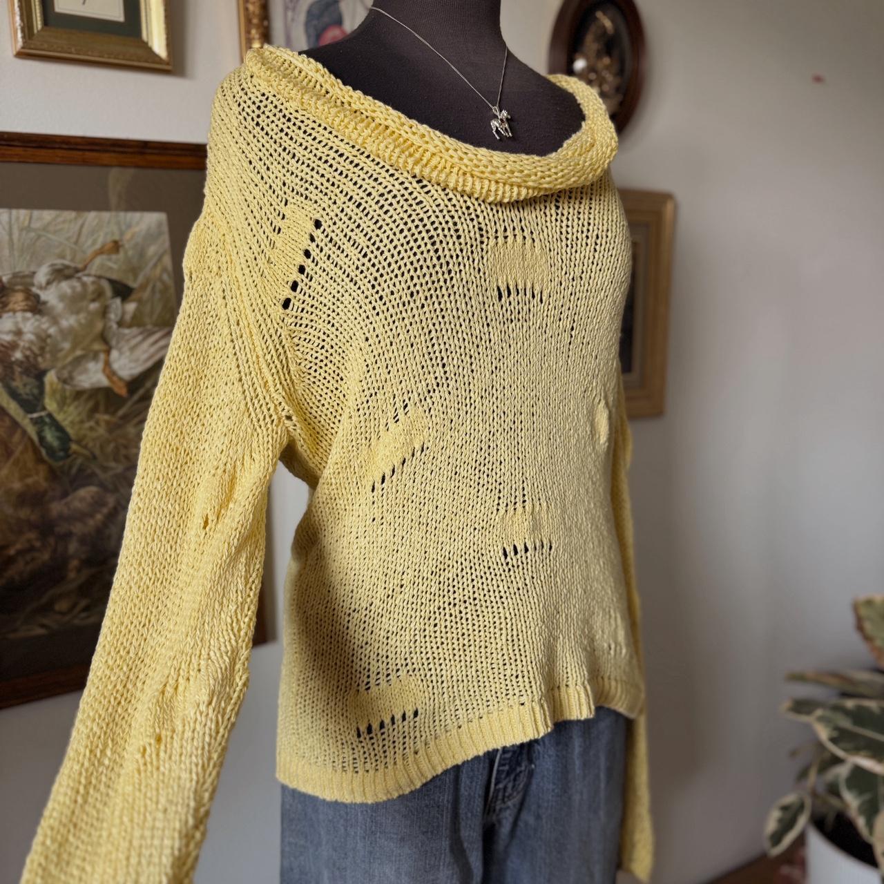 Soft yellow boatneck knit top (M)
