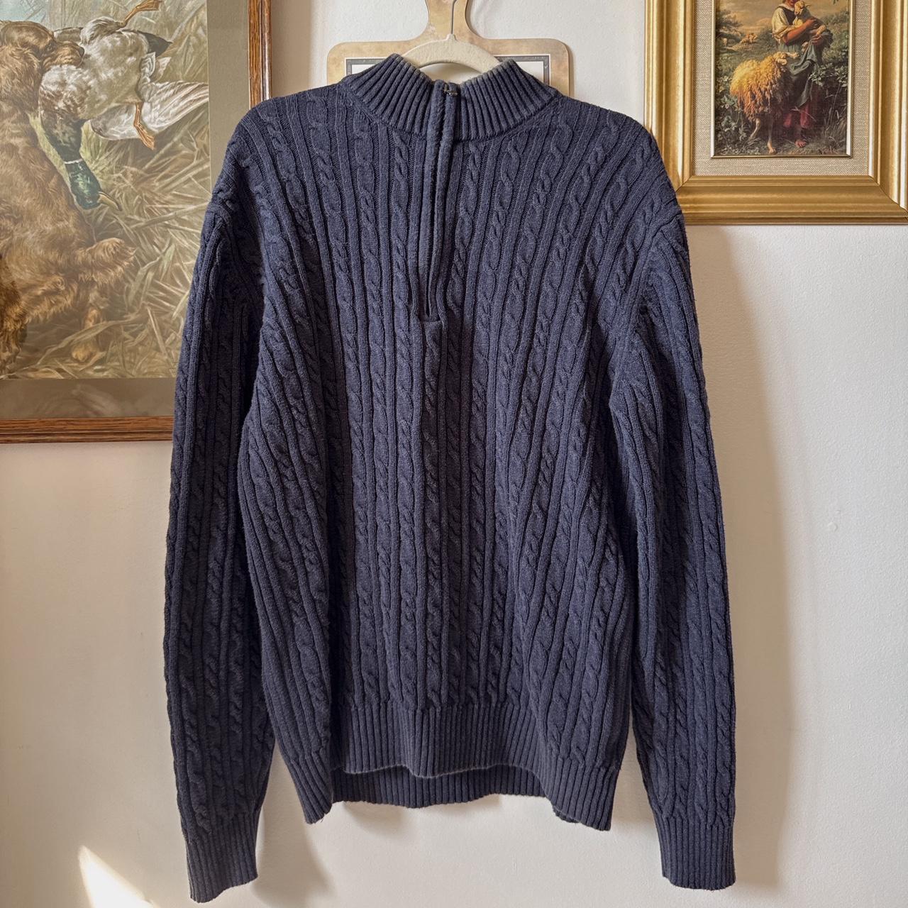 Navy cable knit mock neck sweater (XL)