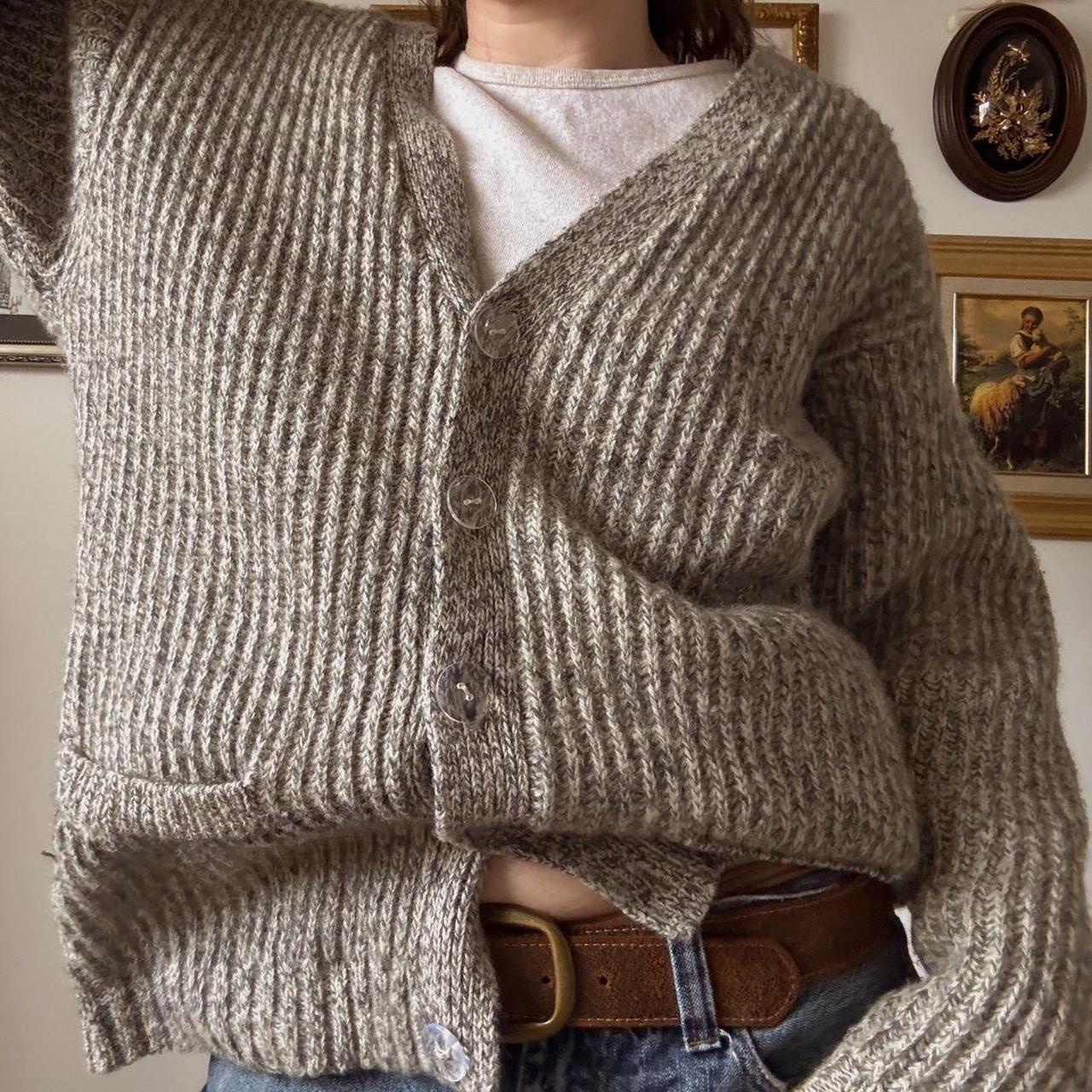 Chunky knit grey slouch cardigan (XL)