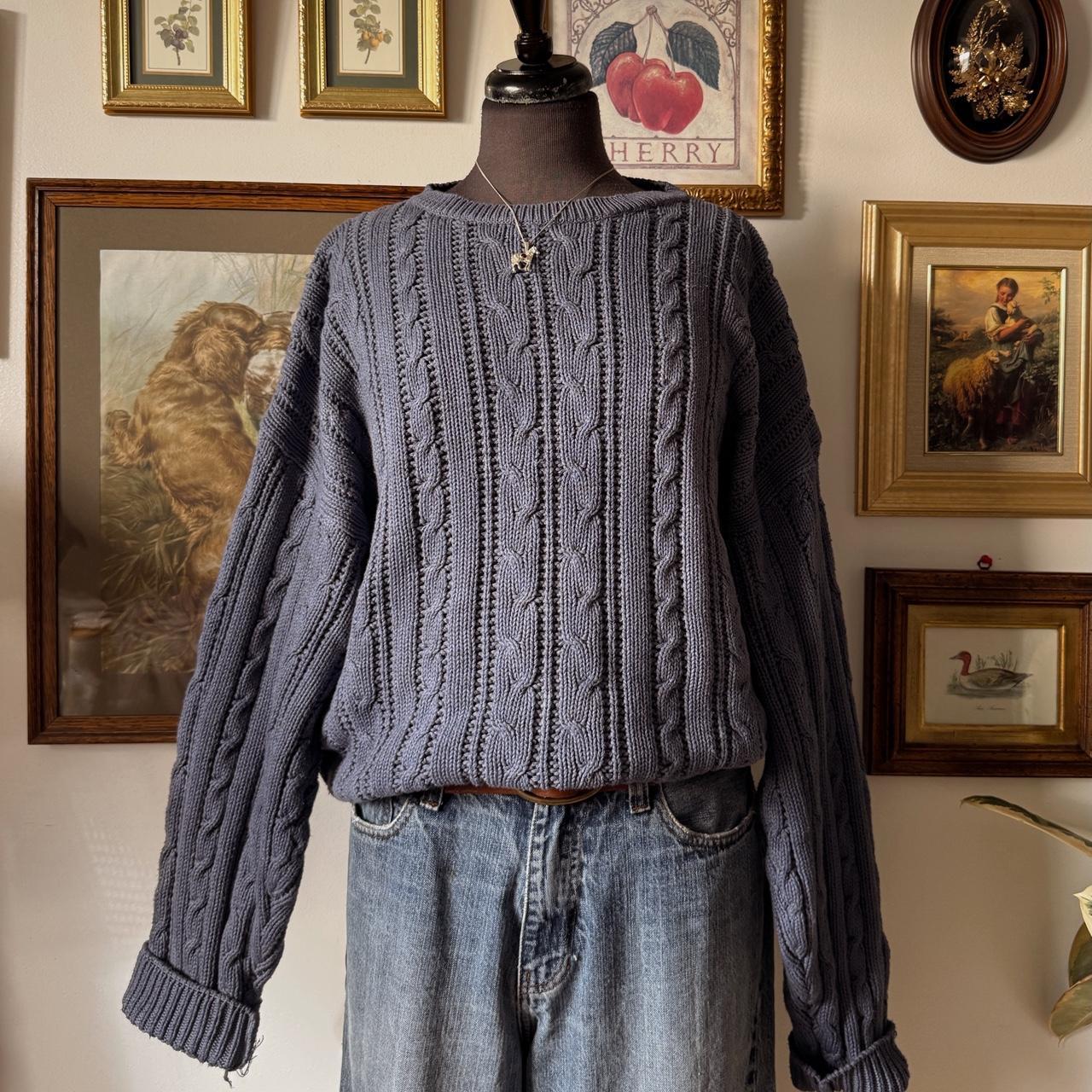 Navy cable knit cotton sweater (XL)