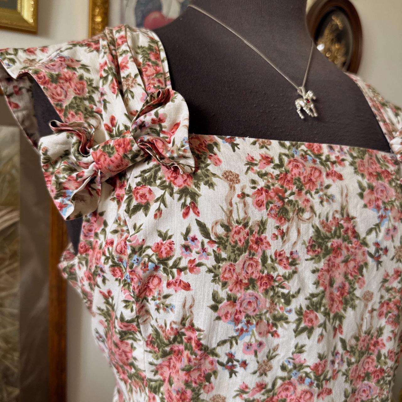 Floral 80s drop waist dress (L)