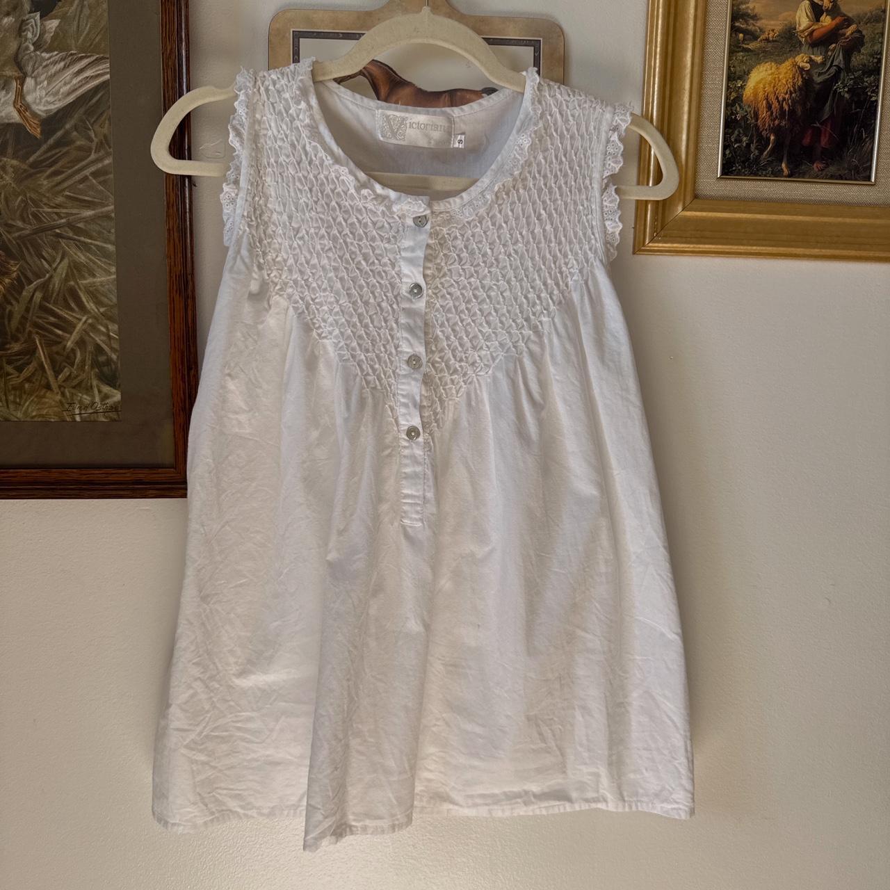 White Victoriana babydoll cotton top (S)